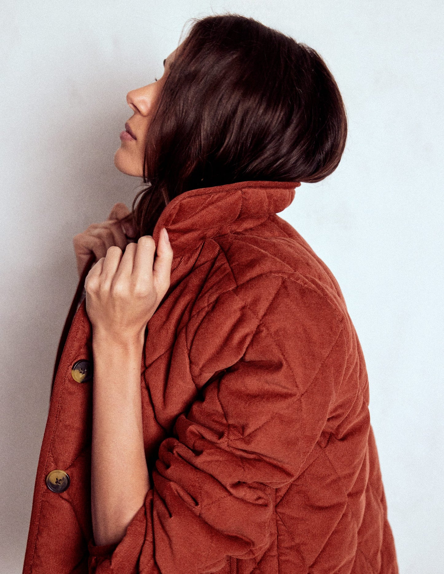 Fitzrovia Gesteppte Cordjacke-Ziegelsteinrot