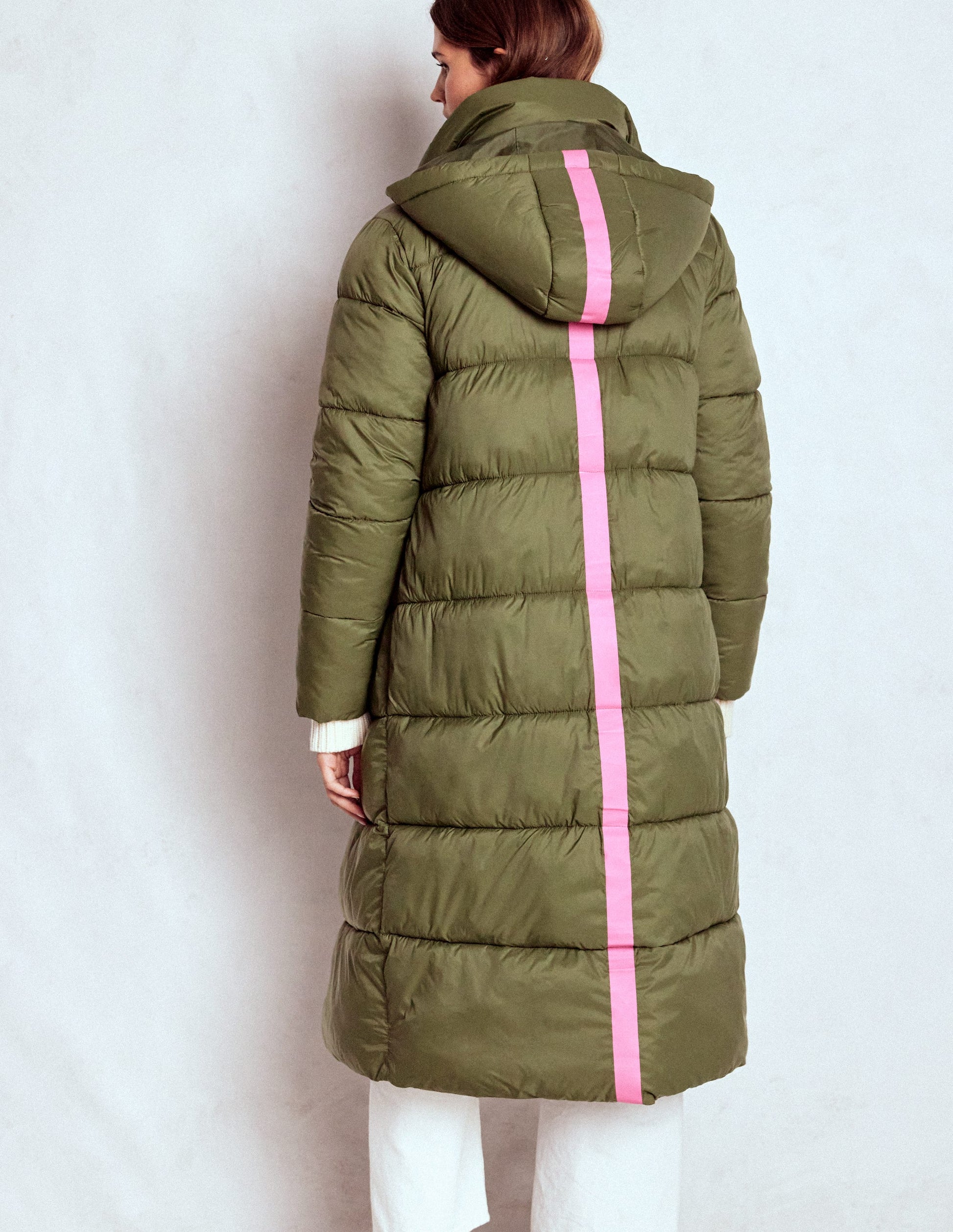 Wattierte Jacke in langer Form-Waldgrün-4