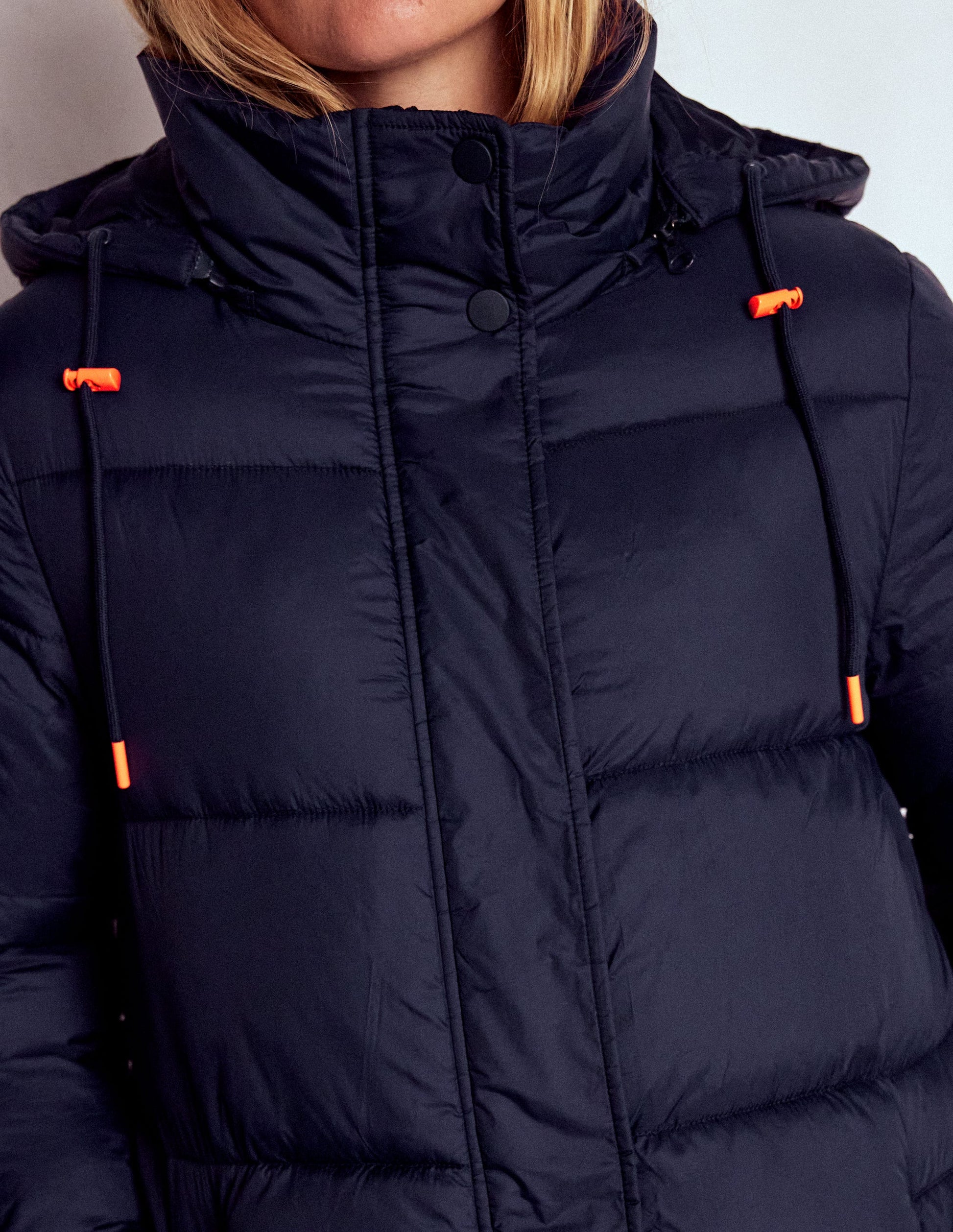 Wattierte Jacke in langer Form-Marineblau-2