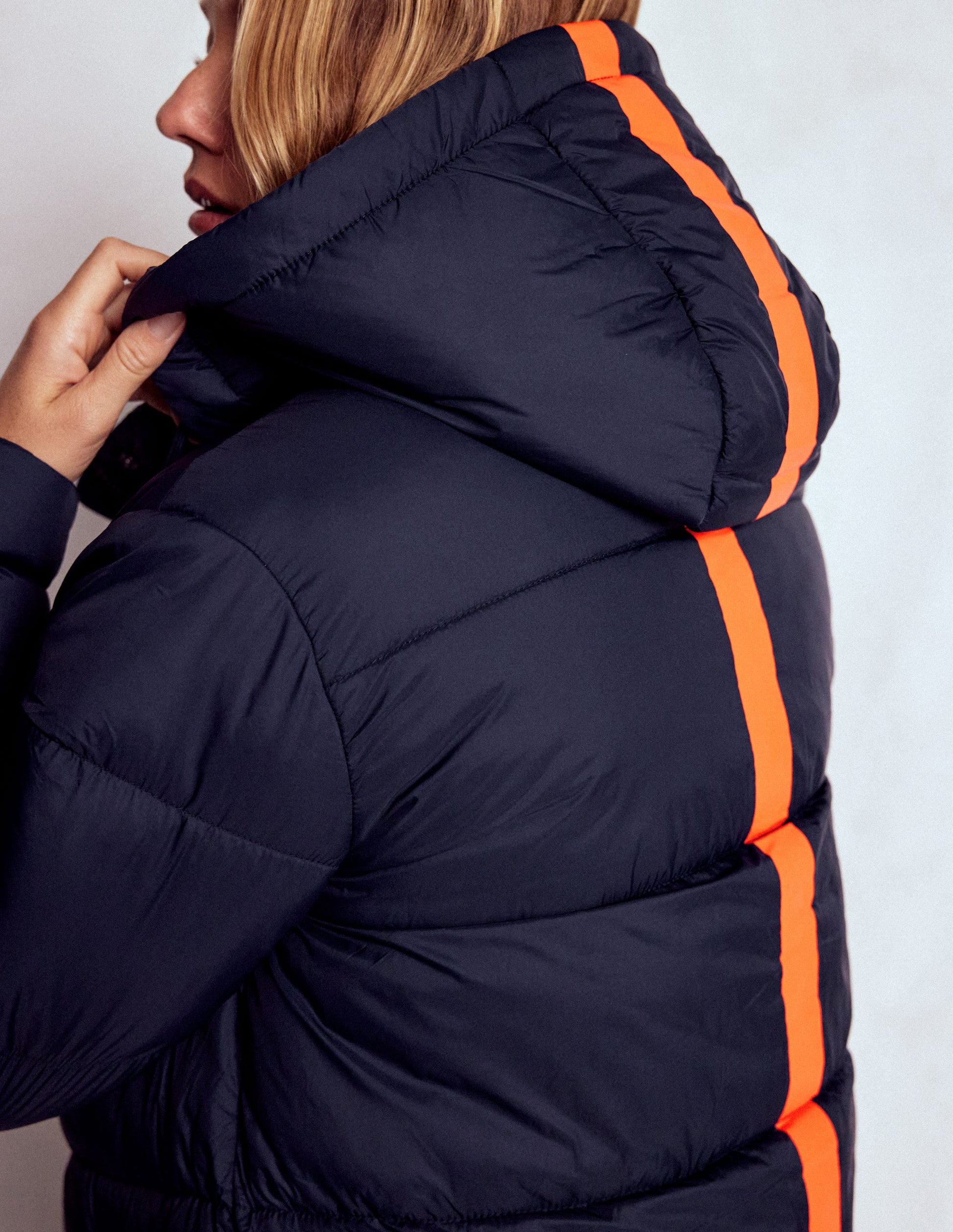 Wattierte Jacke in langer Form-Marineblau-6