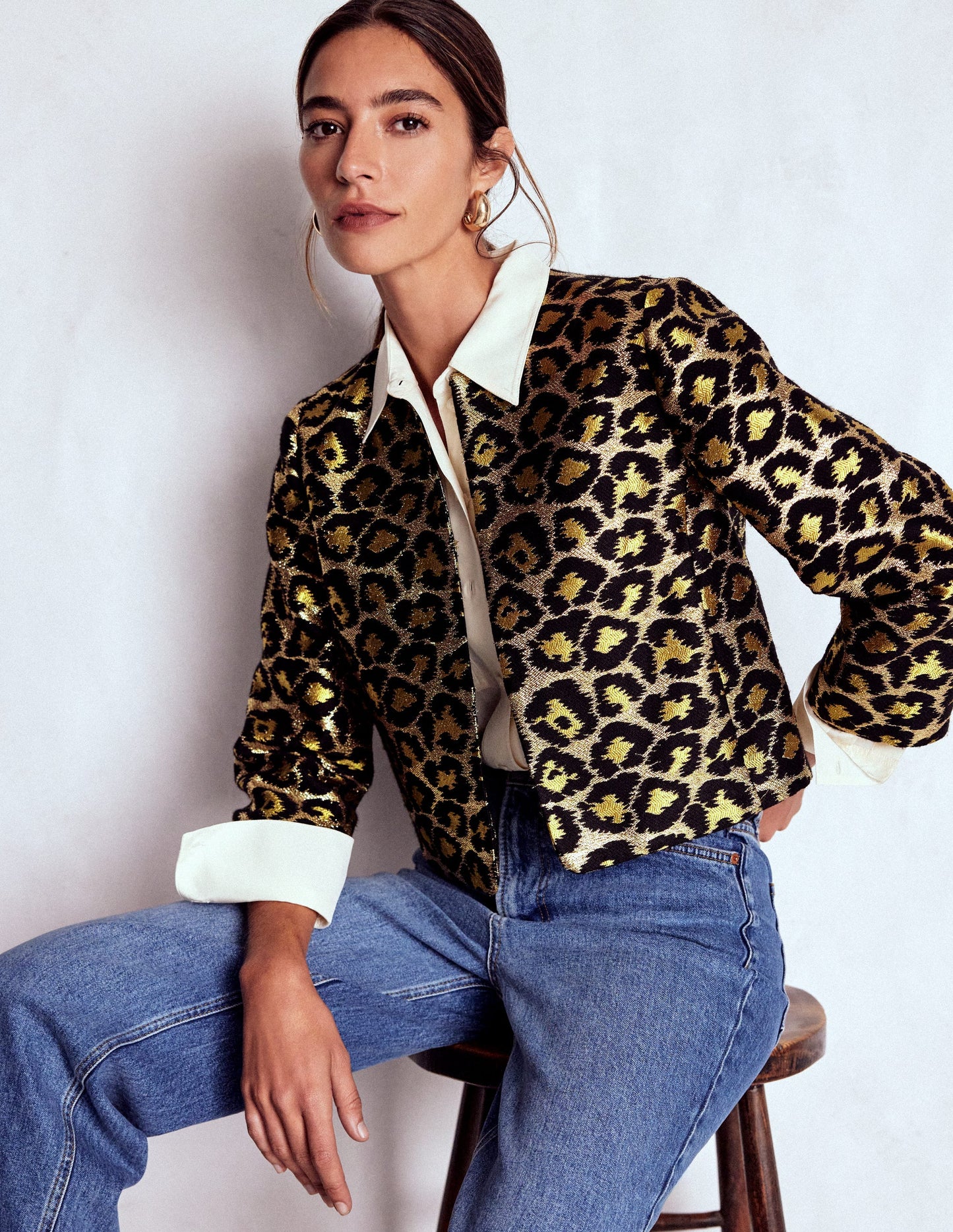 Veste habillée féminine-Léopard, motif Jacquard lurex
