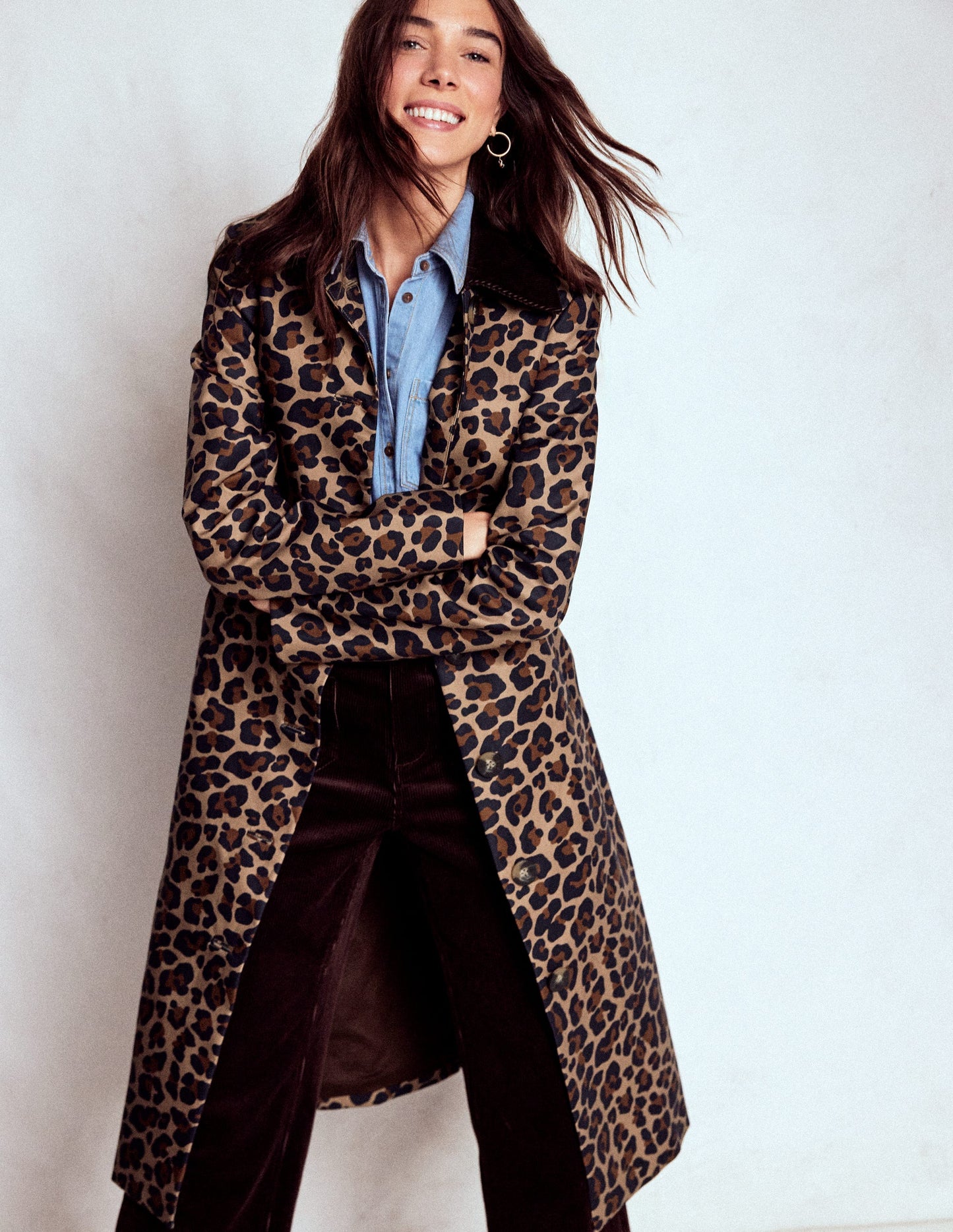 Lancaster Trenchcoat mit Gürtel-Mohair, Leopardenmuster