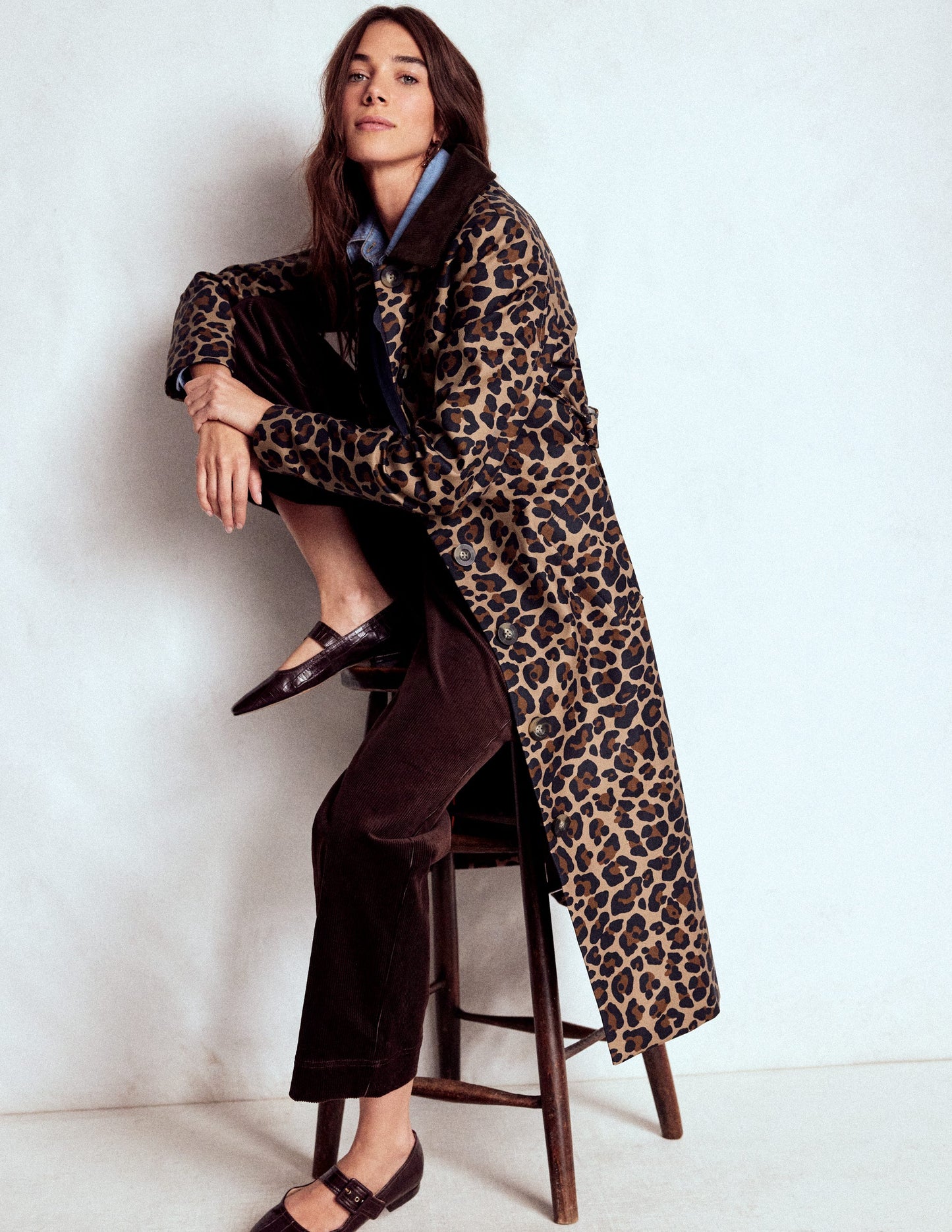 Lancaster Trenchcoat mit Gürtel-Mohair, Leopardenmuster