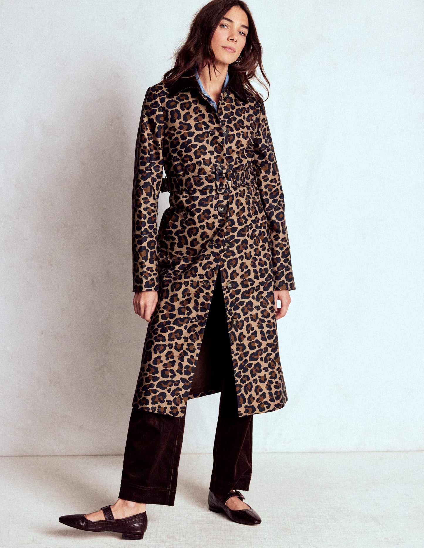 Lancaster Trenchcoat mit Gürtel-Mohair, Leopardenmuster