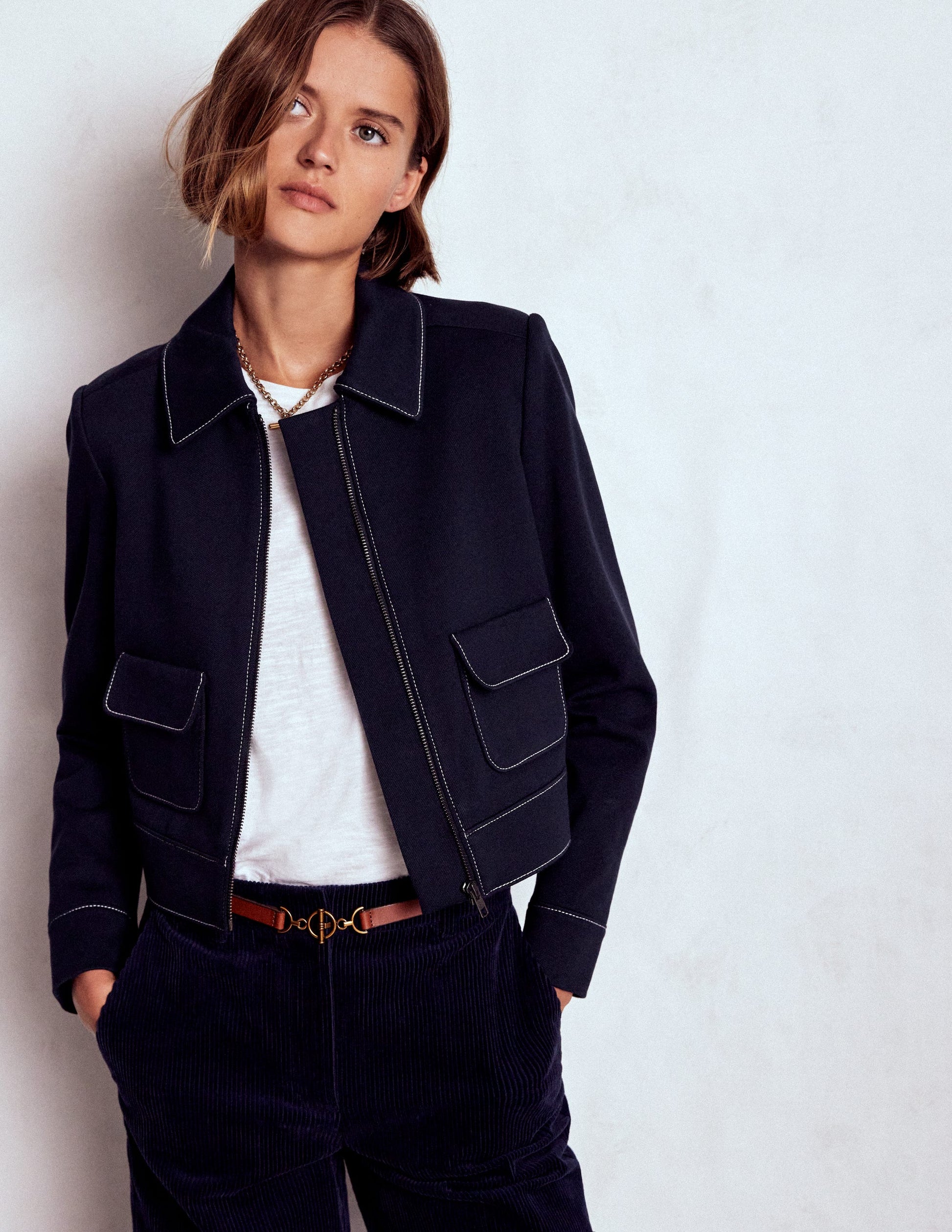 Jacke mit Reißverschluss und aufgesetzten Taschen-Marineblau-6