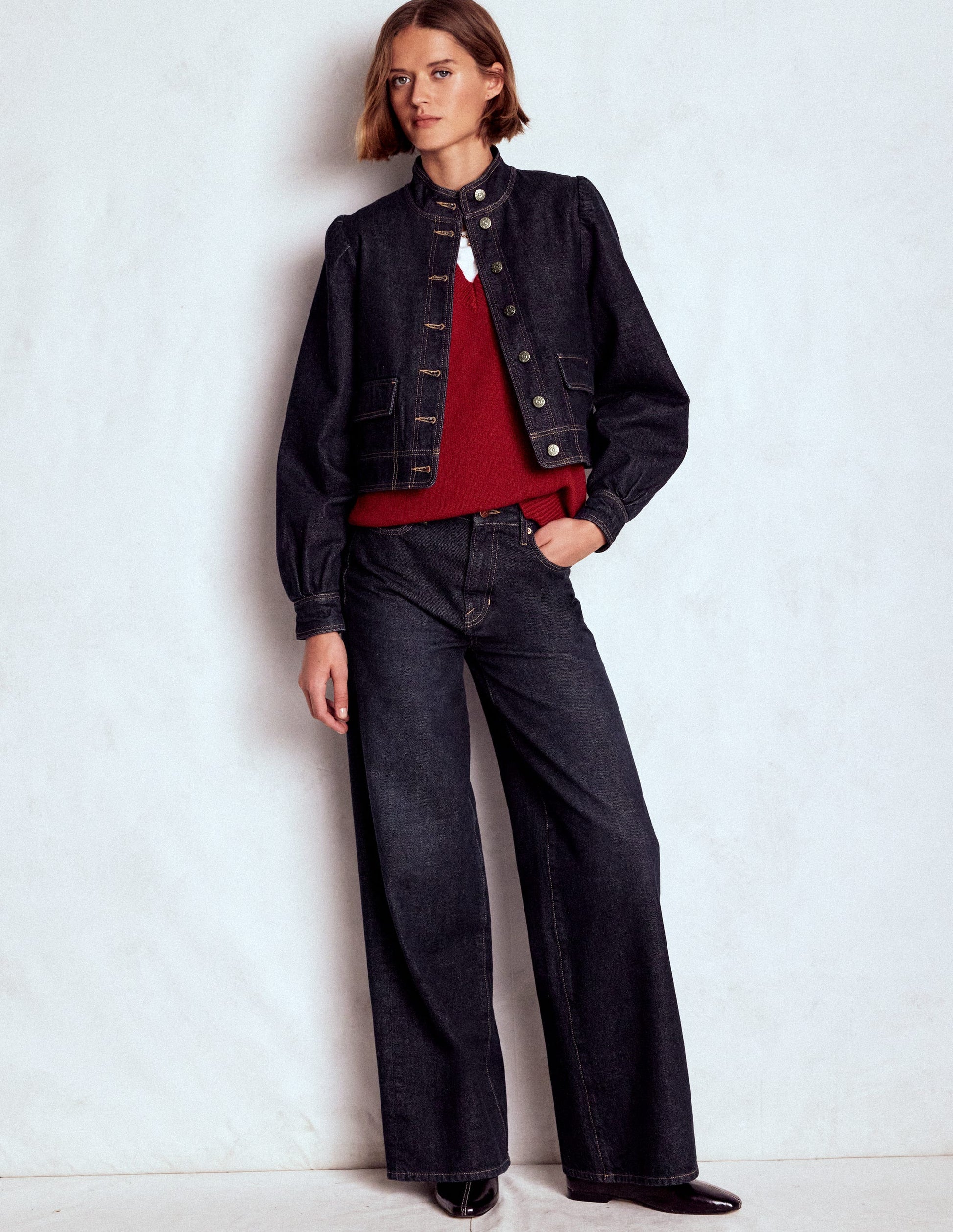 Jeansjacke mit Steppnaht-Indigo-4