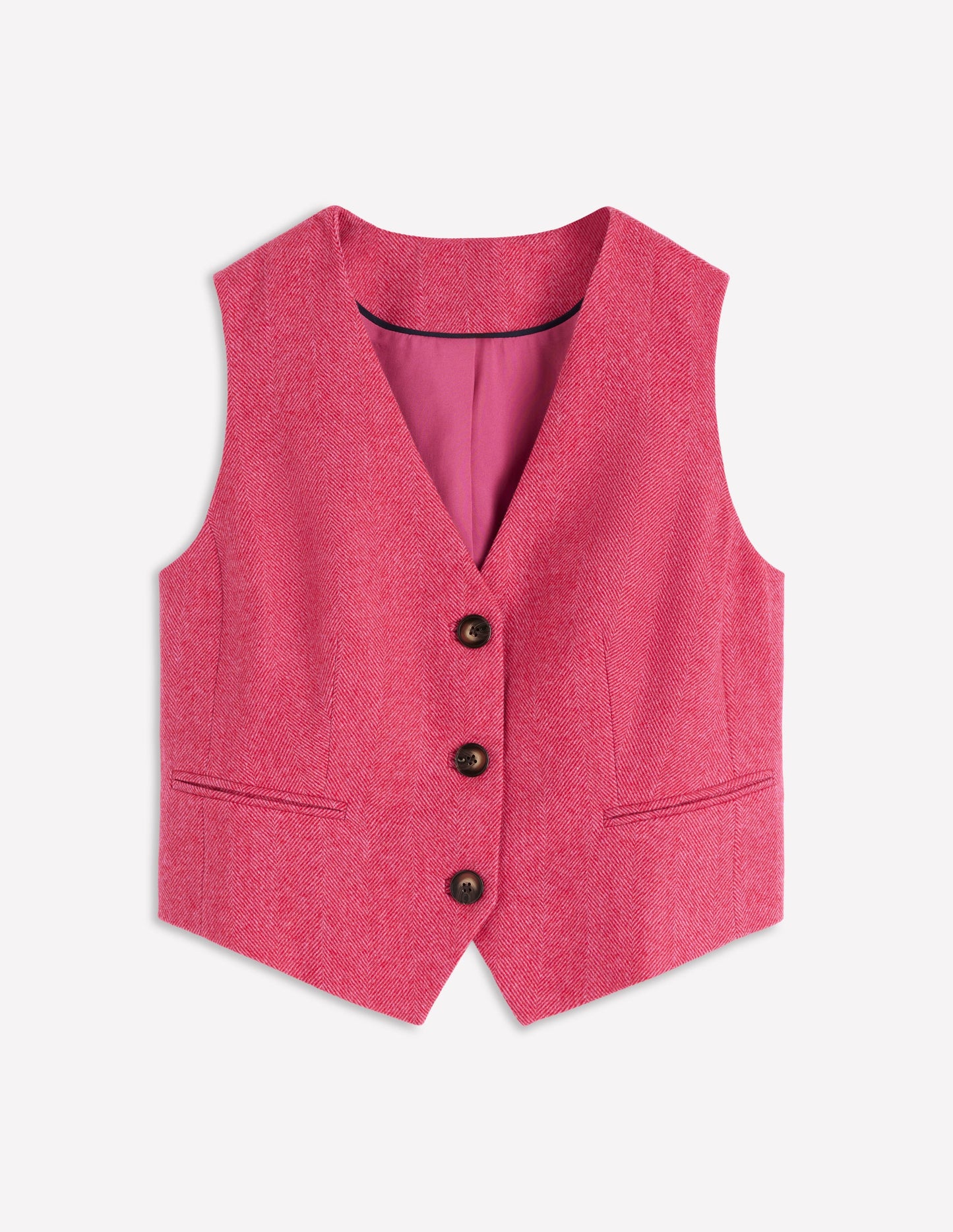 Wollweste mit Fischgrätmuster-Rosa Fischgrätenmuster