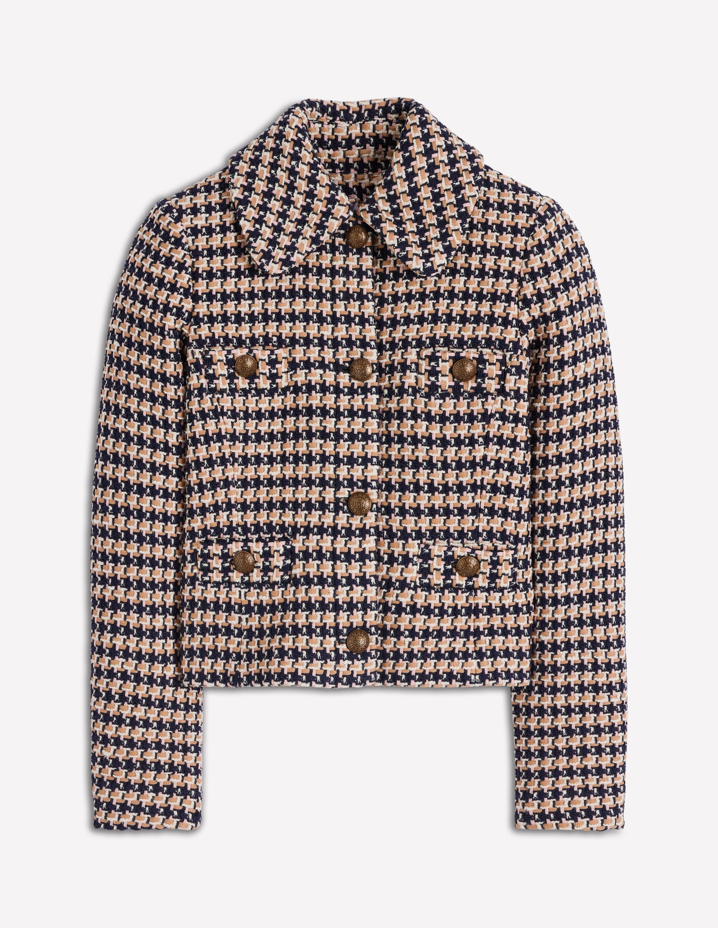 Texturierte Jacke mit Knopfleiste-KAMELBRAUN UND ROSA TEXTURIERT