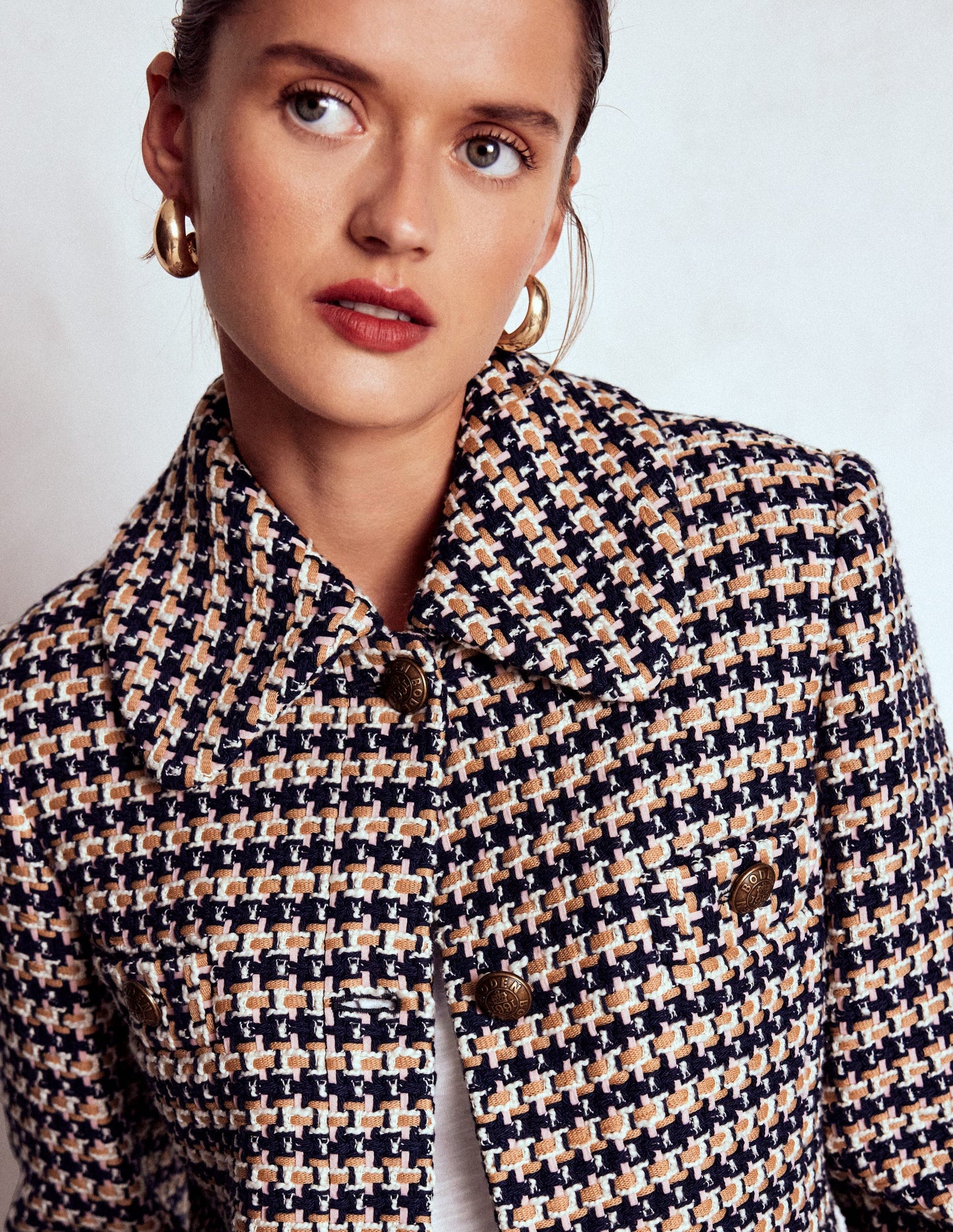 Texturierte Jacke mit Knopfleiste-KAMELBRAUN UND ROSA TEXTURIERT