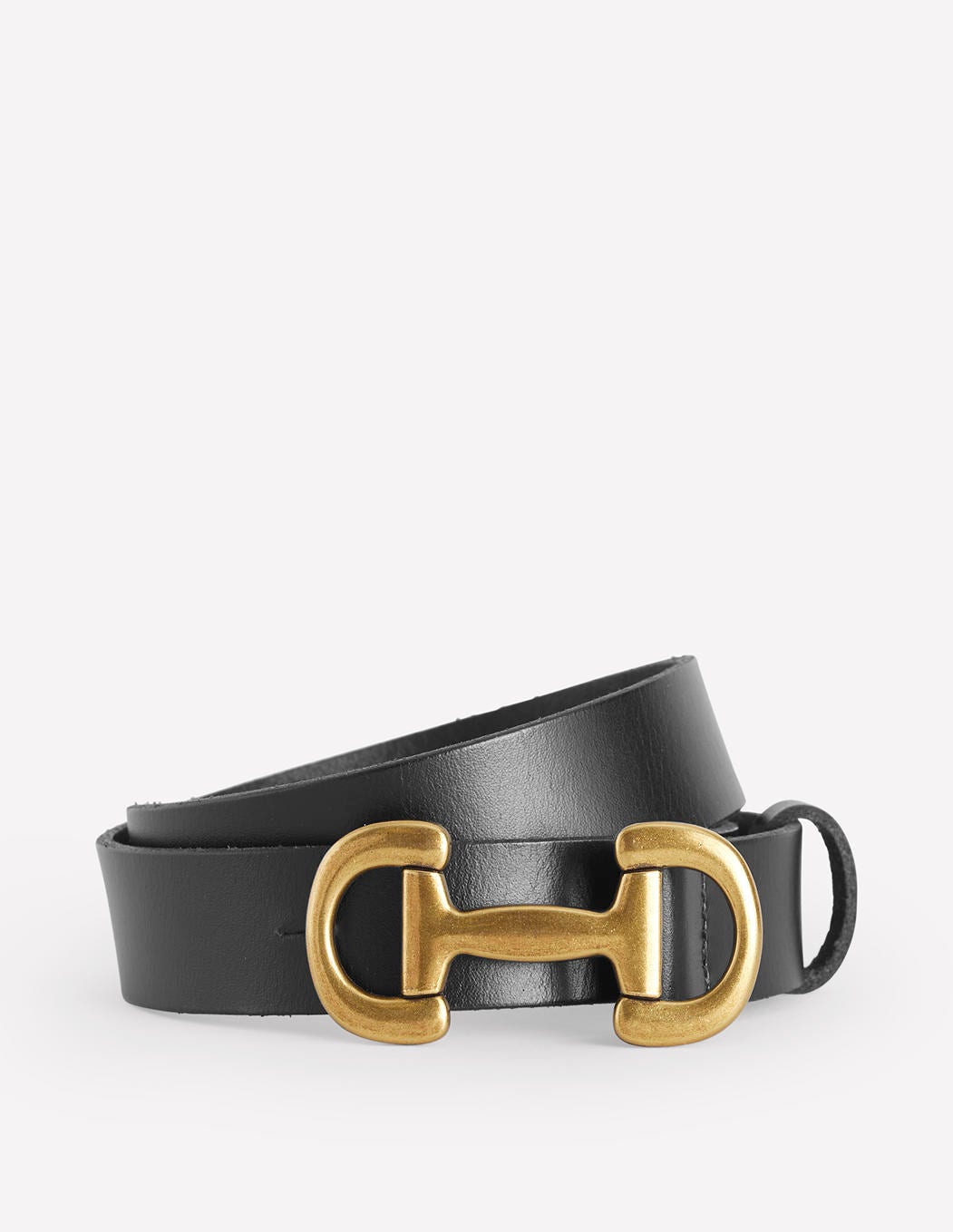 Iris Snaffle-Trim Leather Belt-Black-2