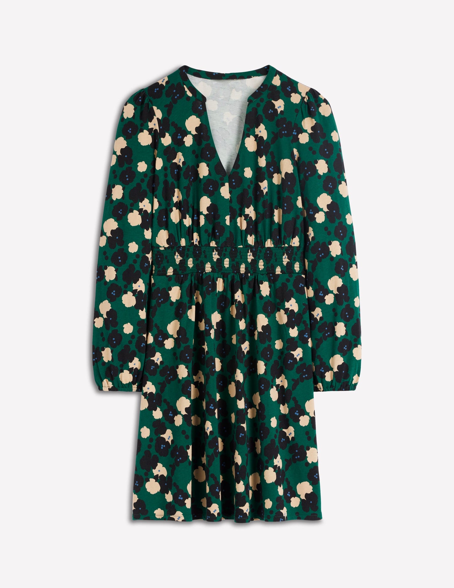 Sarah Kurzes Jerseykleid-Dunkles Smaragdgrün, Gartenblüte