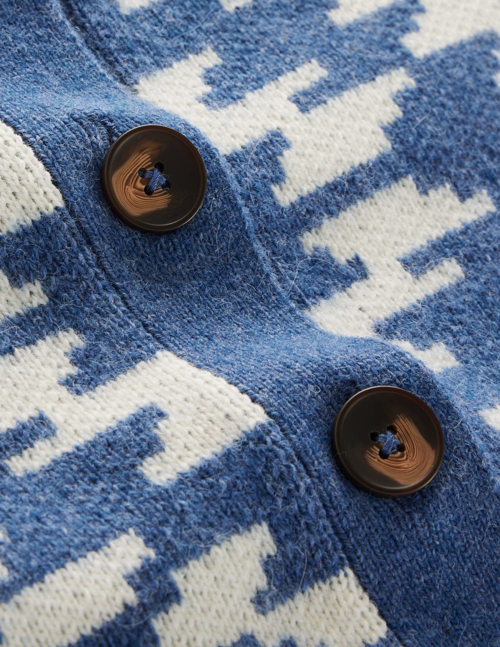 Cardigan Abi en jacquard-Motif aztèque bleu denim