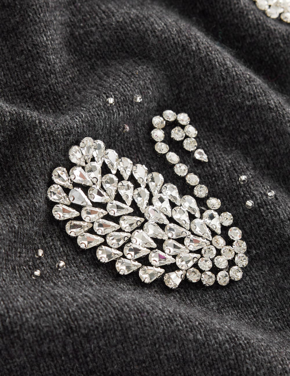 Pull Elizabeth ornementé-Cygnes anthracite chiné