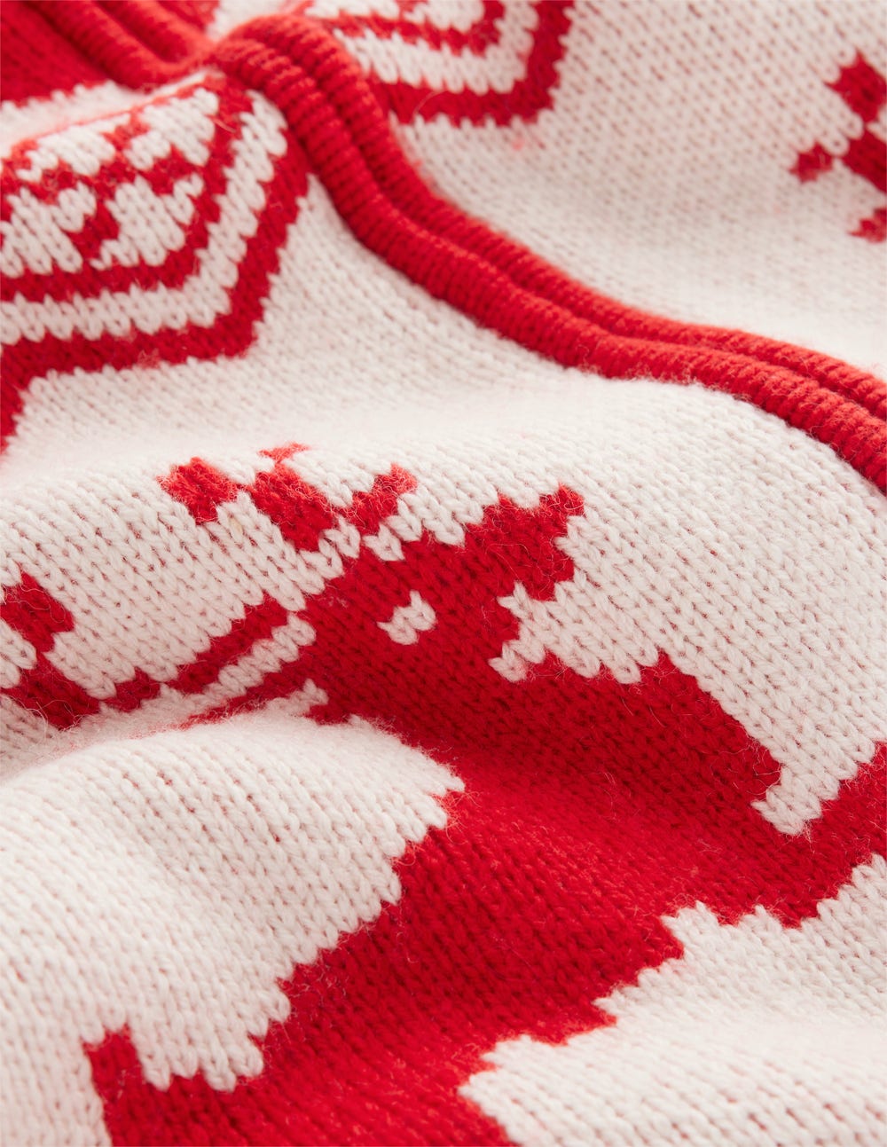 Zip Up Jacquard Cardigan-Poppy Red Reindeer