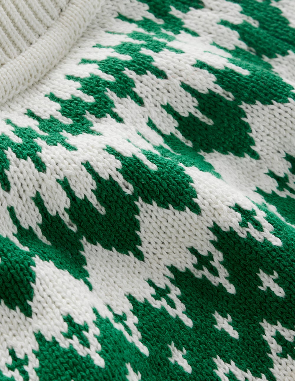 Pull à col montant Bianca en coton-Motif jacquard ivoire chaud