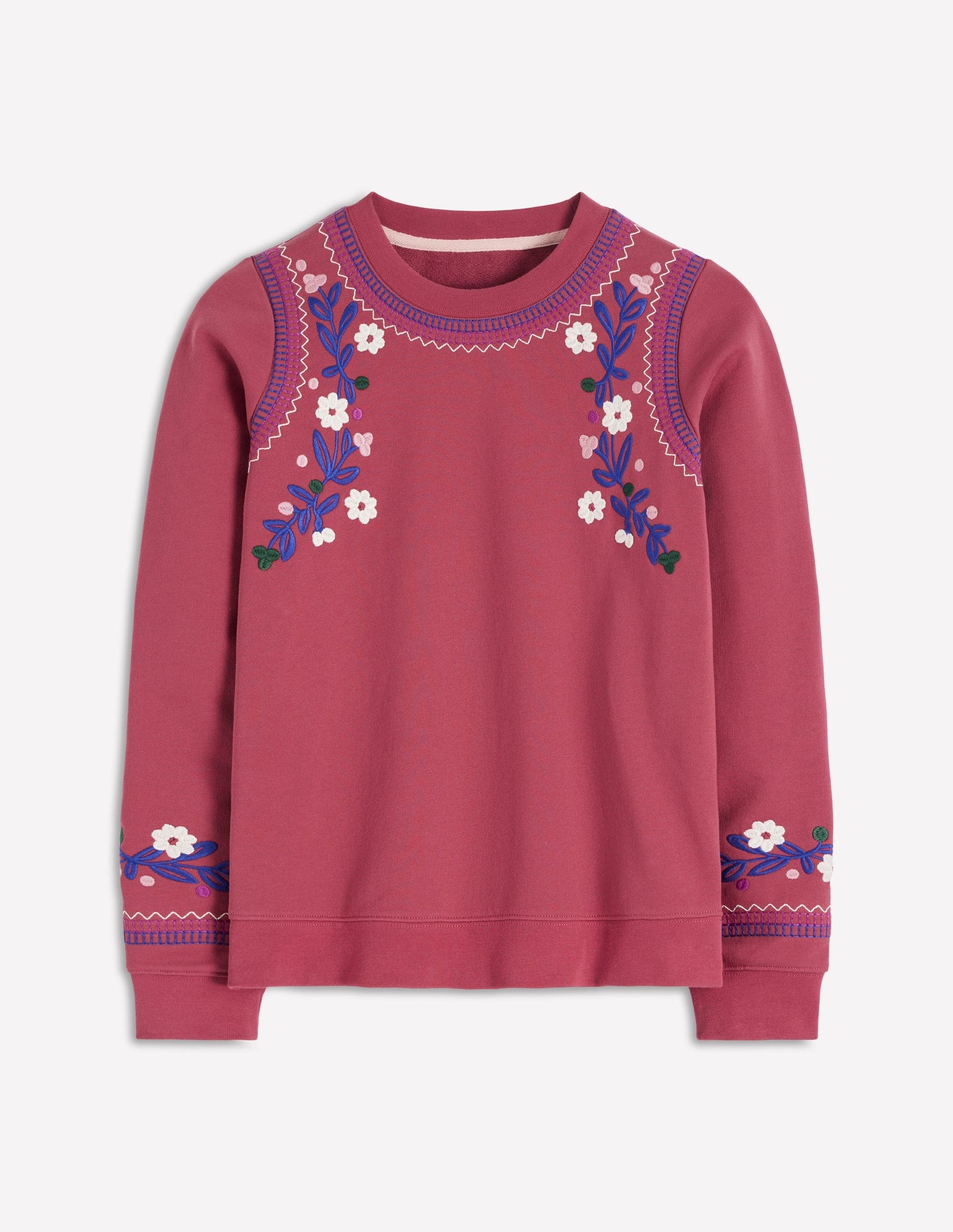 Hannah Sweatshirt mit Stickerei-Erdiges Rot, Bunt Blumenmuster