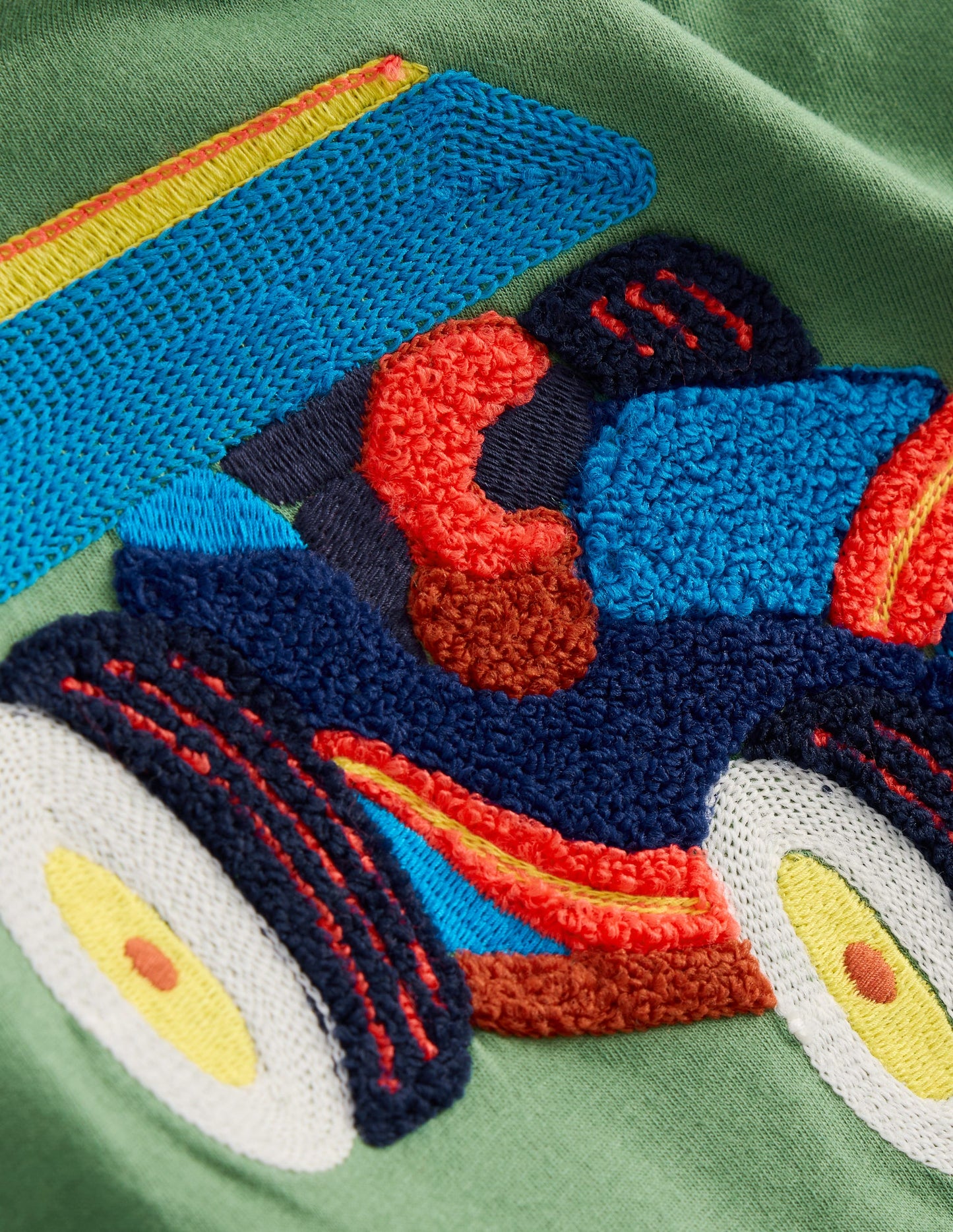 T-shirt manches courtes à appliqué-Voiture de course vert saule