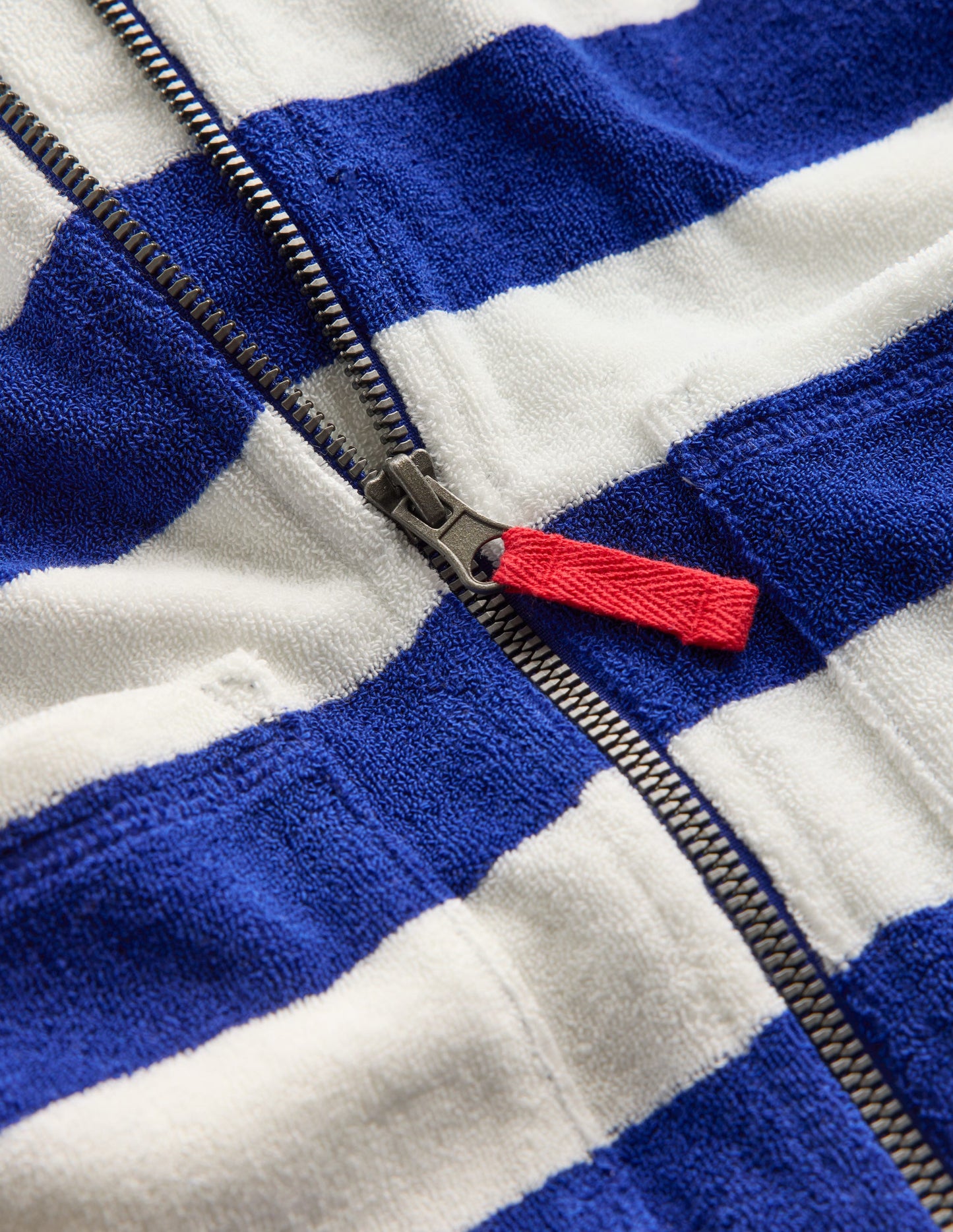 Towelling Zip-Up Throw-On-Sapphire Blue Stripe
