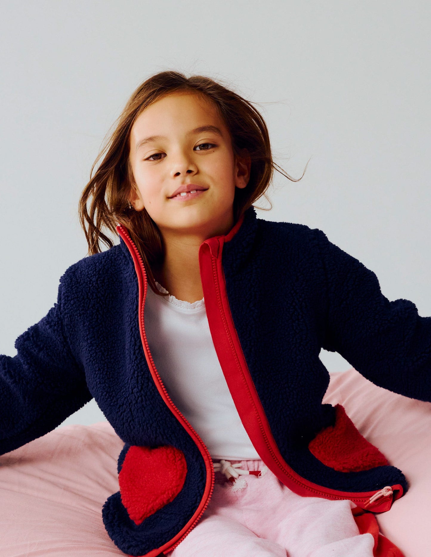 Eden Teddyfelljacke mit durchgehendem Reißverschluss-Himmelskörper-Applikation Teddyfell