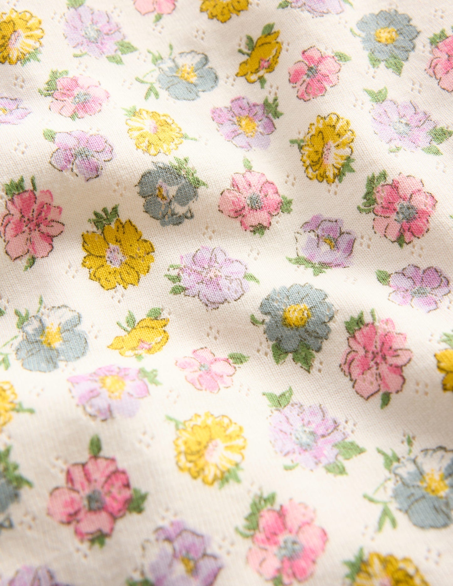 Top en pointelle à manches courtes-Motif Spaced Rosa ivoire