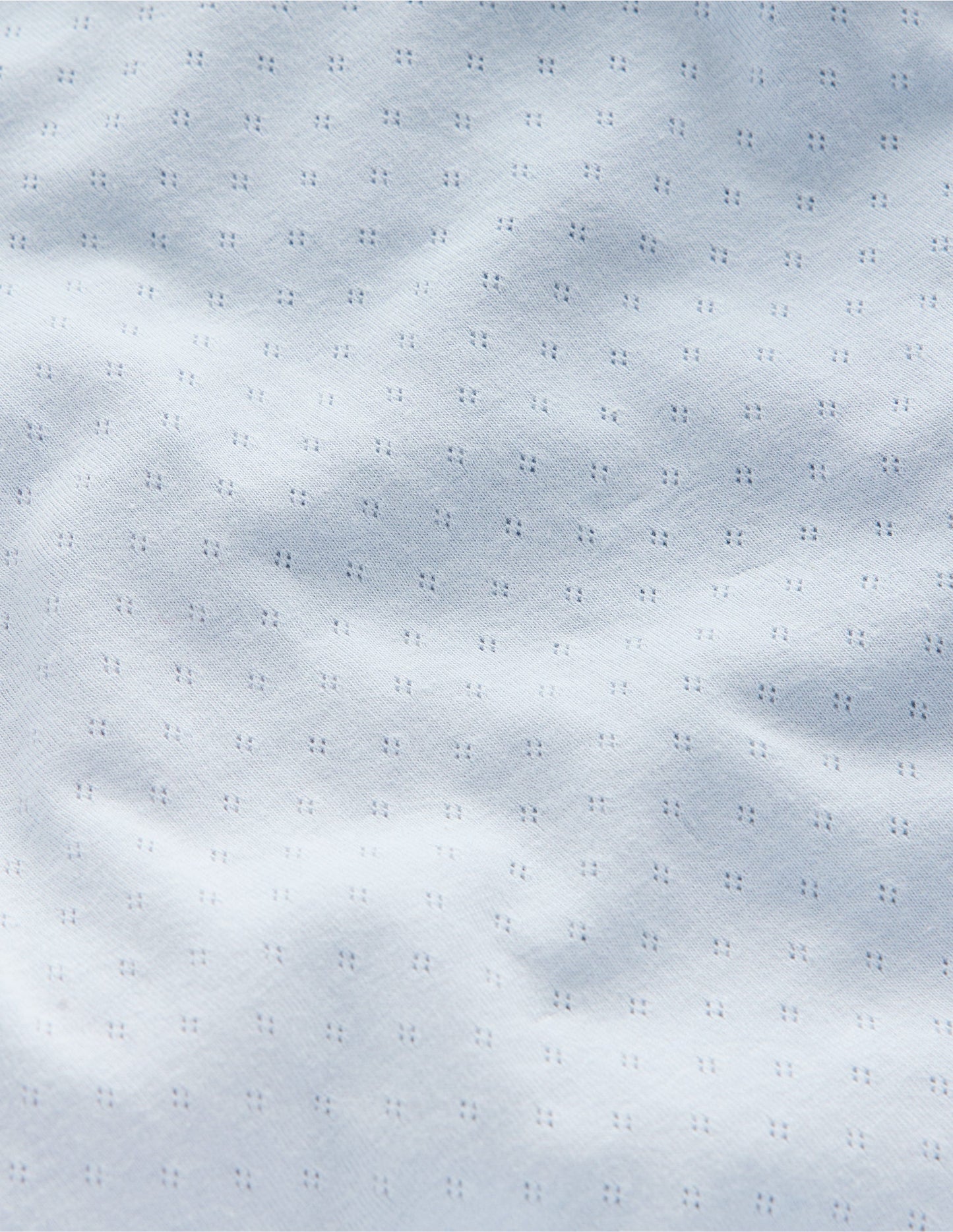 Kurzärmliges Pointelle-Oberteil-Blau