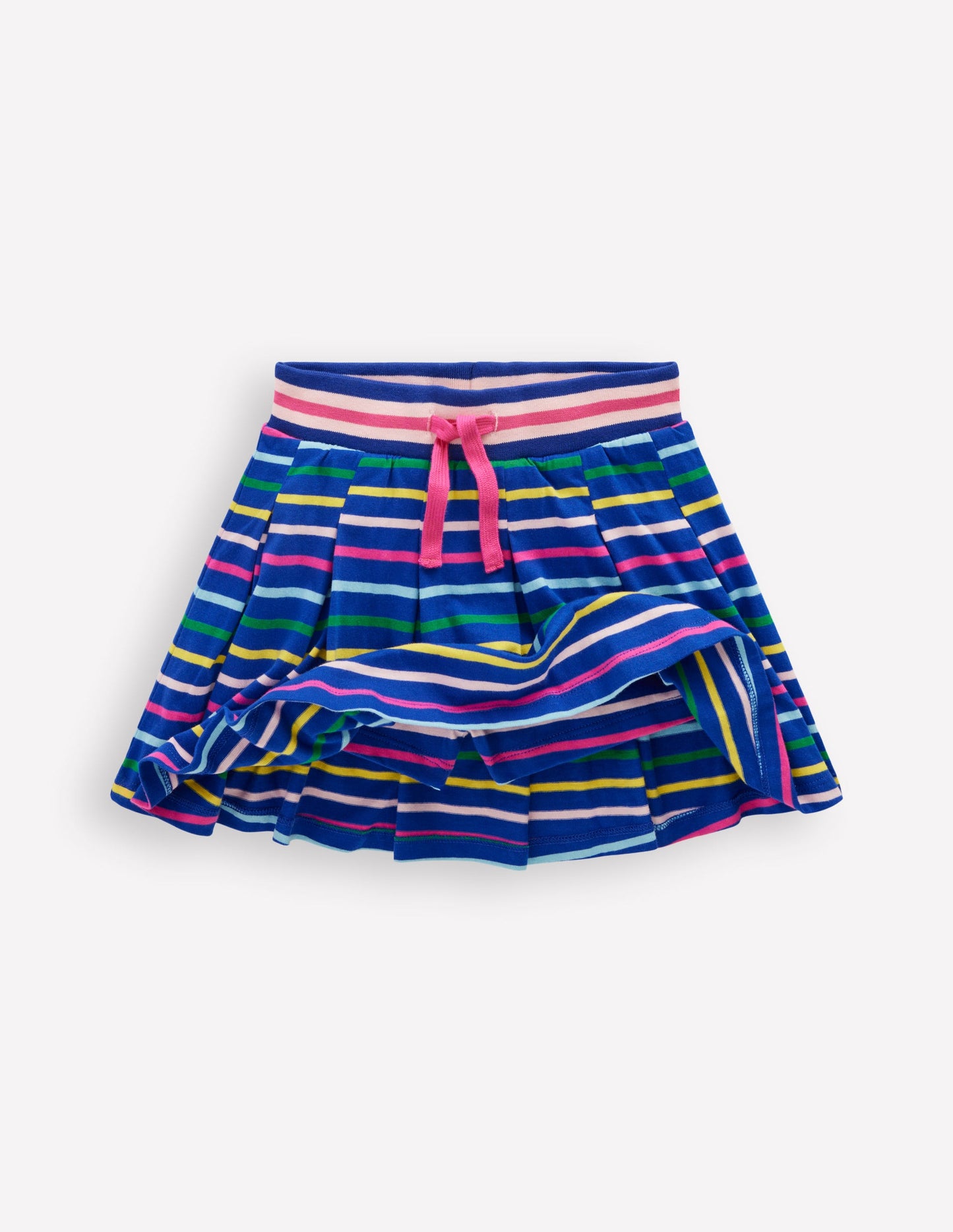 Plissierter Jersey-Skort-Küstenblau mit Streifen