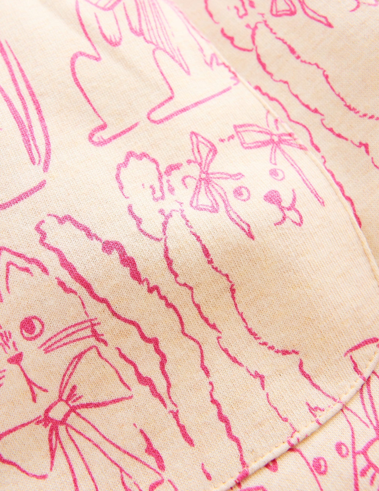 Bedruckte Jogginghose mit weitem Bein-Haferbeige Katzen