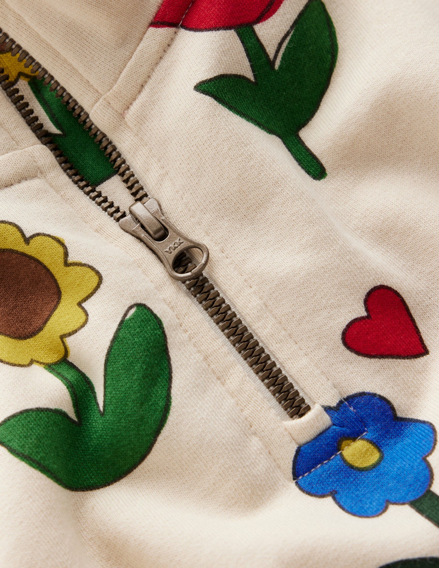 Sweatshirt-Kleid mit halbem Reißverschluss-Kaliko-Weiß Sonnenblumengarten