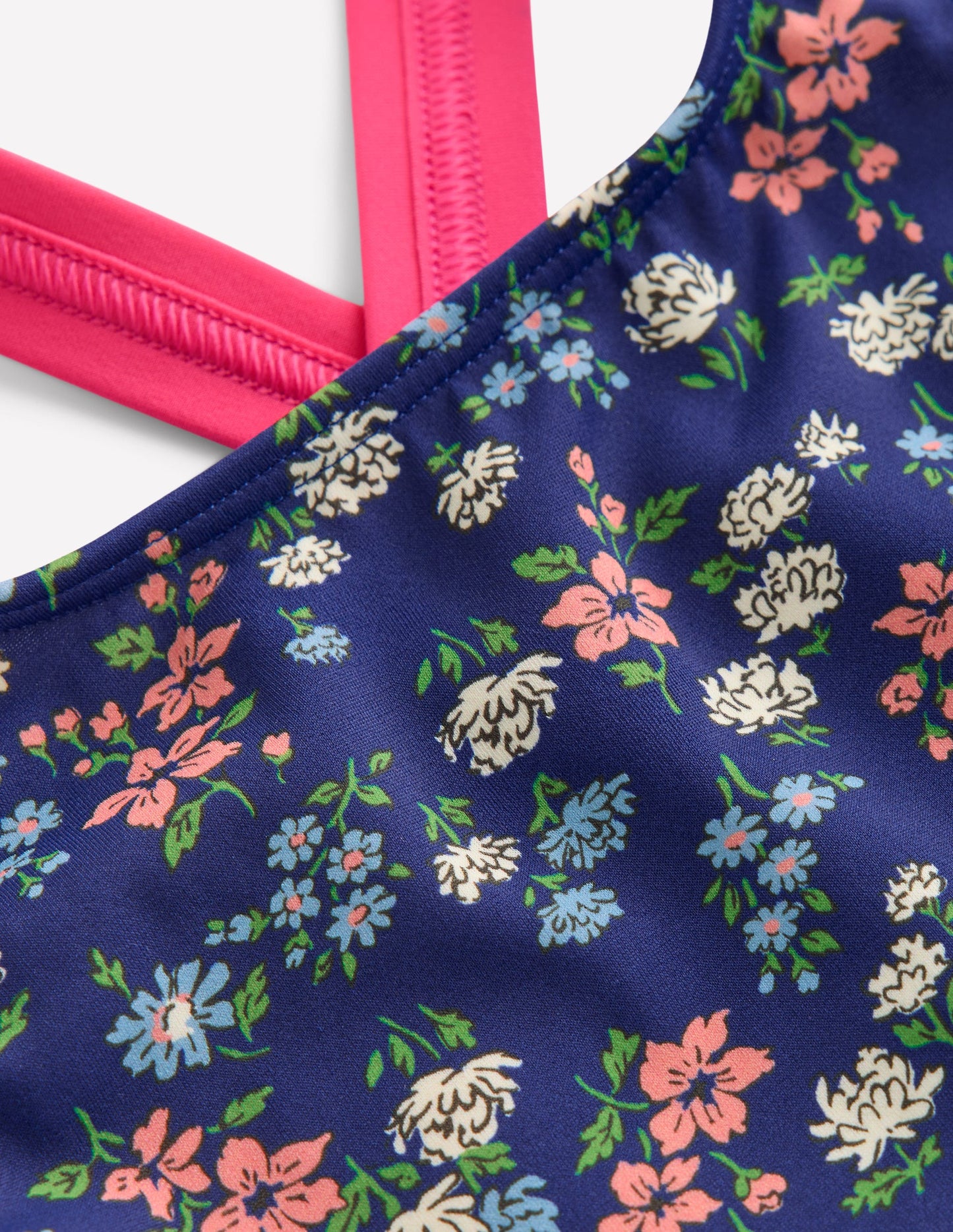 Haut de bikini croisé dans le dos-Motif Meadow Floral bleu saphir