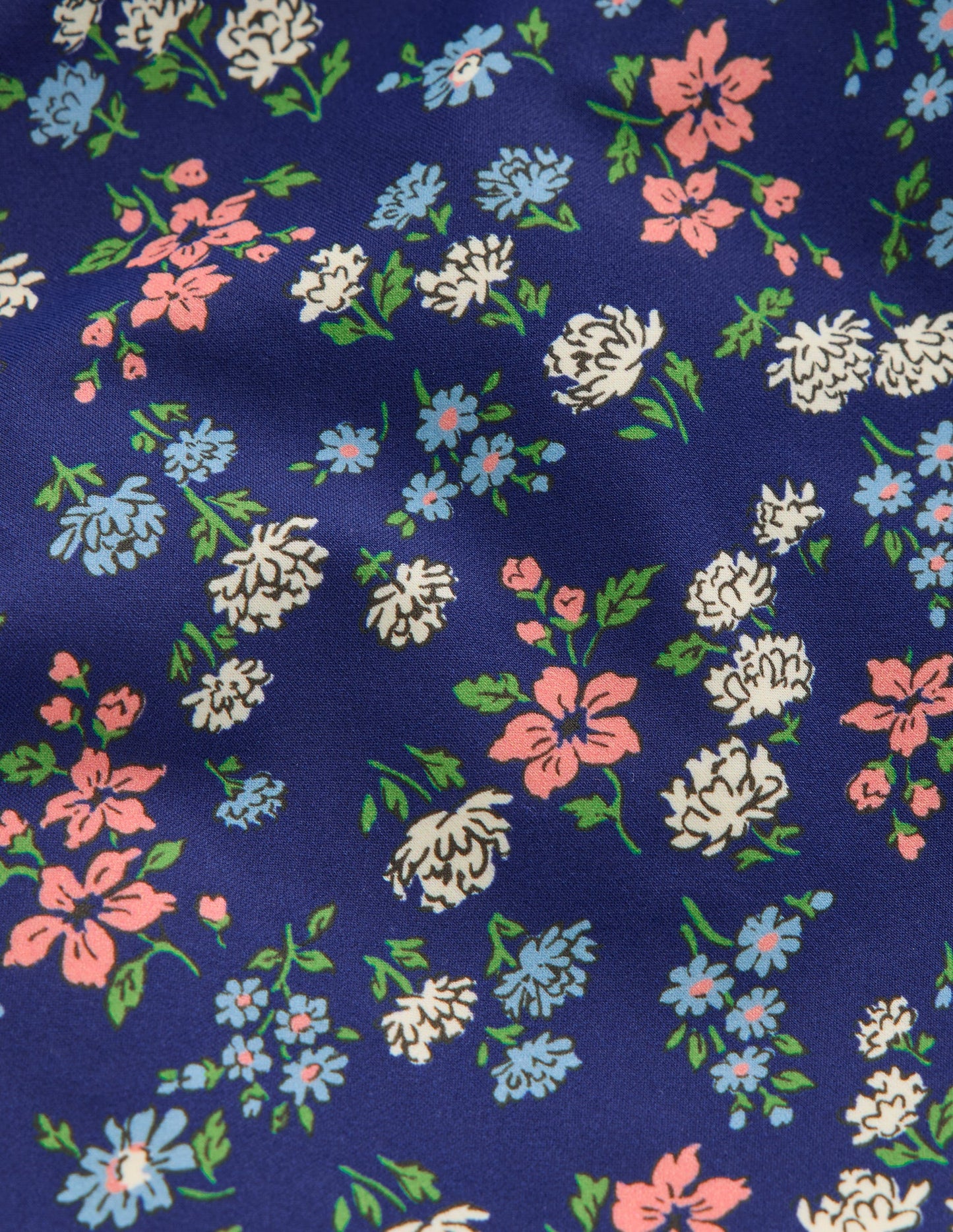 Tankini-Oberteil mit gekreuzten Rückenträgern-Saphirblau Wiese Blumenmuster