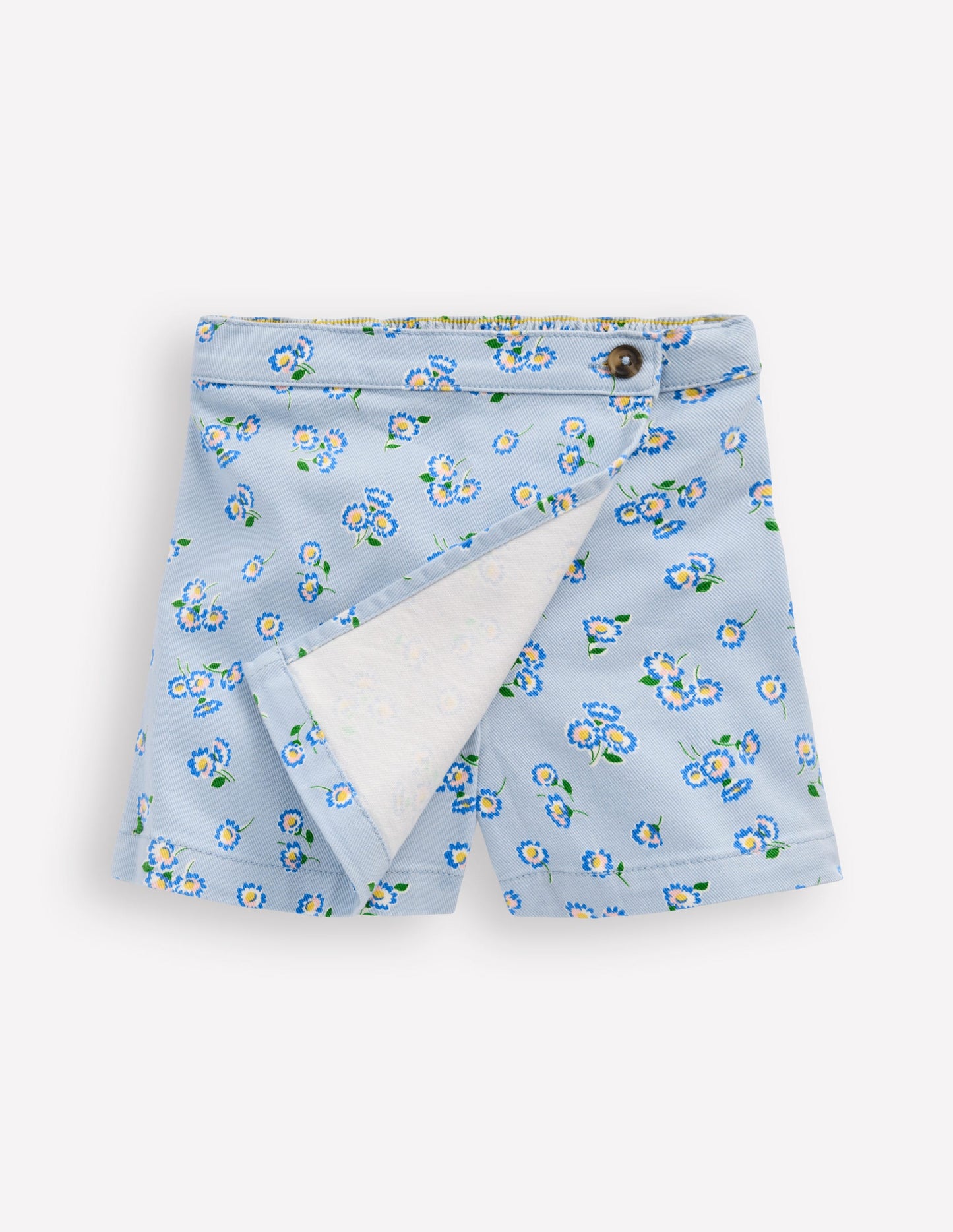 Wrap Woven Skort-Misty Blue Daisy