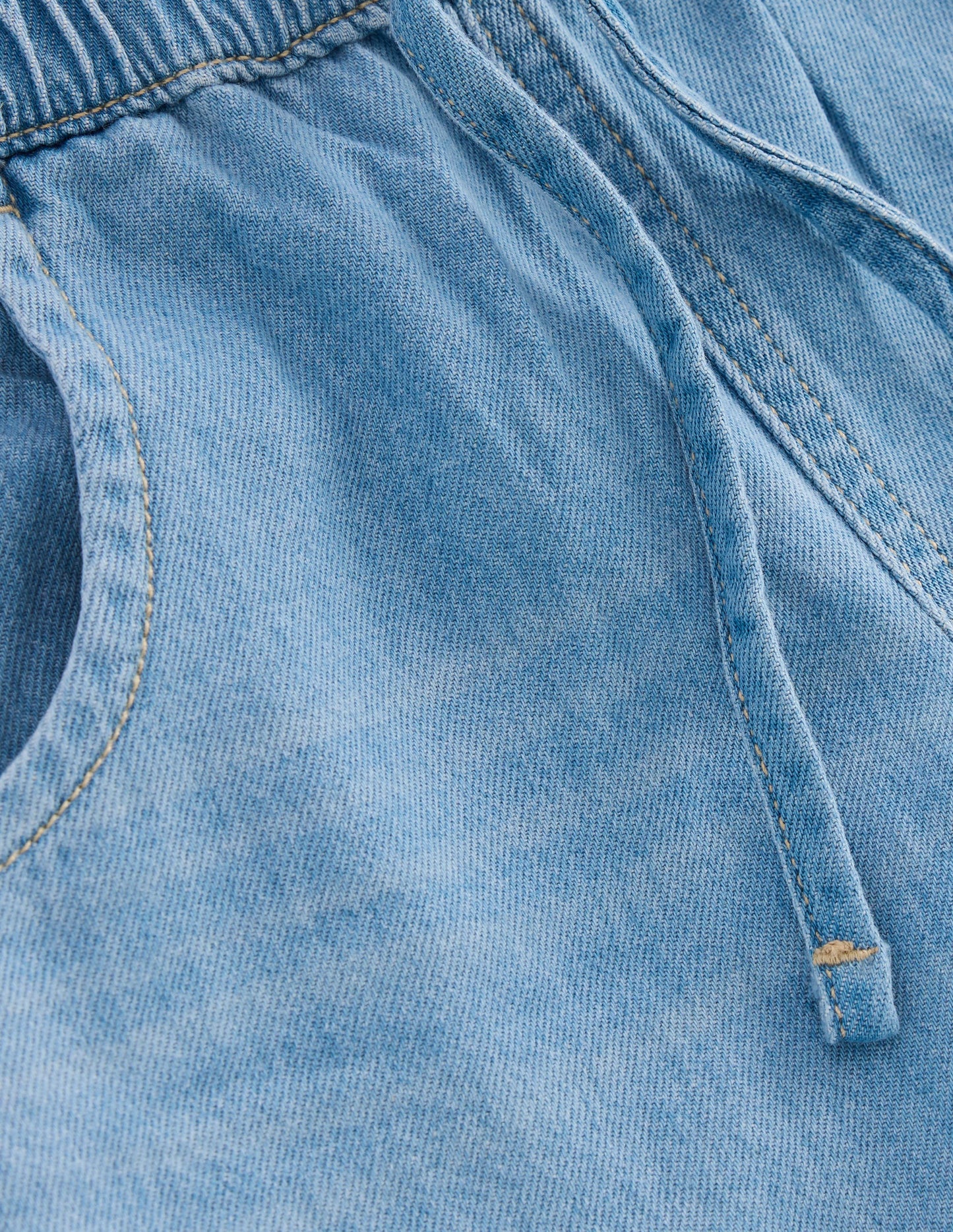 Jeans mit Kordelzug-Helle Waschung Denim