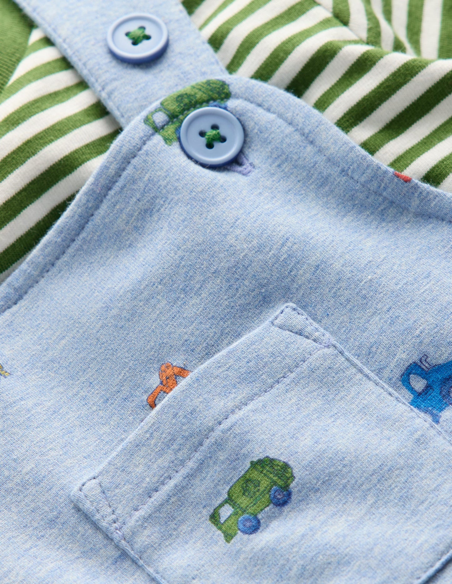 Ensemble avec salopette en jersey-Construction bleu