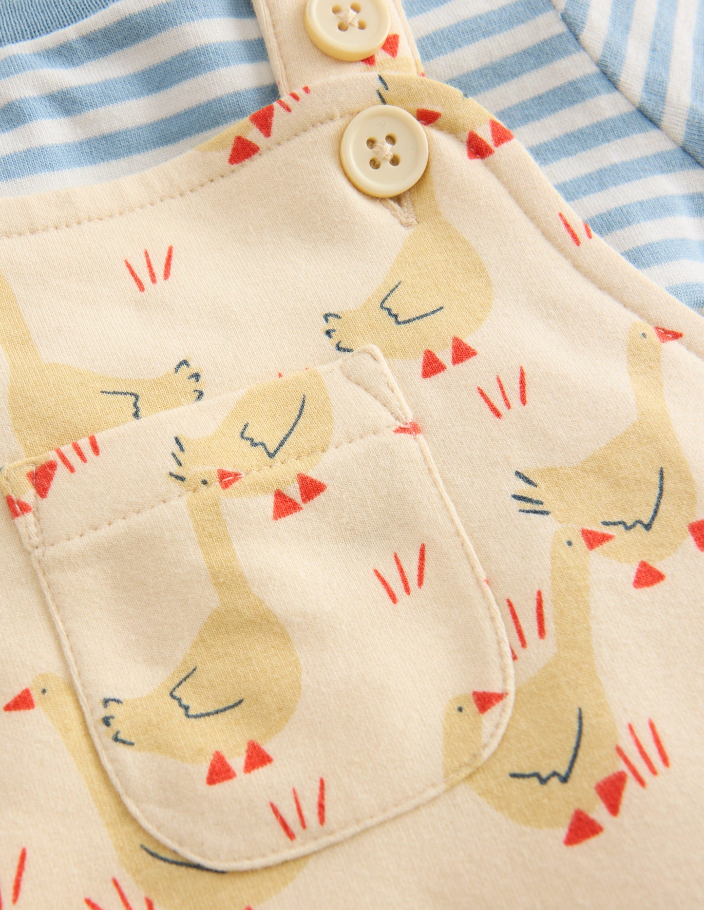 Jersey Dungaree Set-Ecru Geese