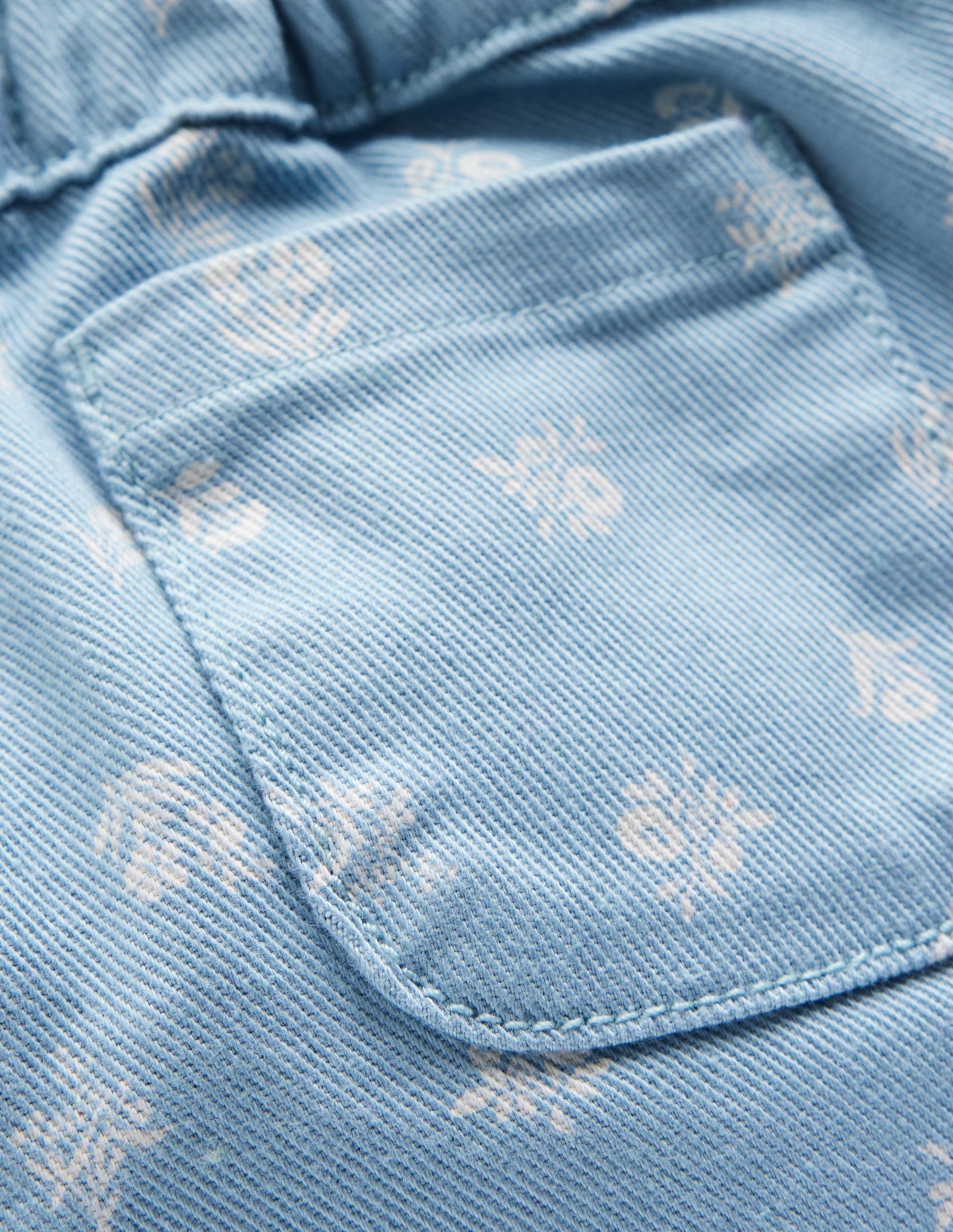 Baumwollhose zum Hineinschlüpfen-Blau Blumenmuster