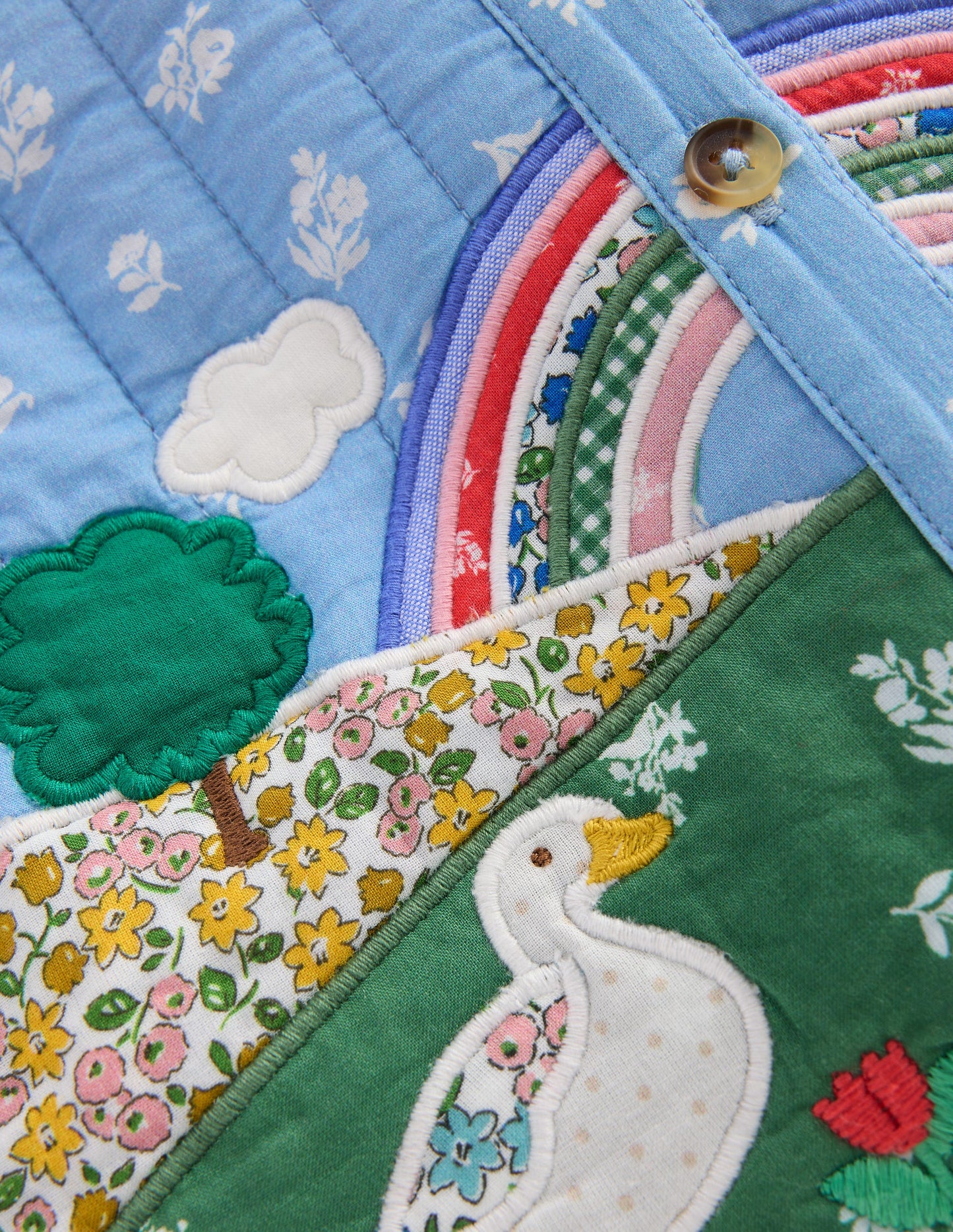 Steppjacke mit Applikation-Bunt, Patchwork-Blumenmuster