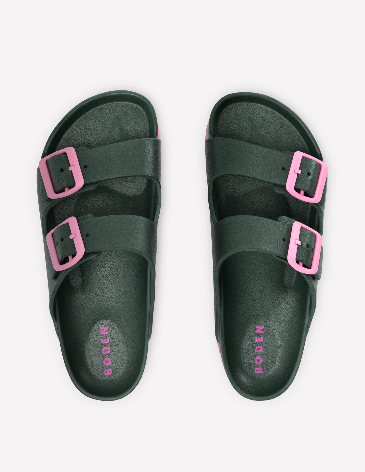 Lyla Pantoletten mit doppelter Schnalle-Khaki/Rosa