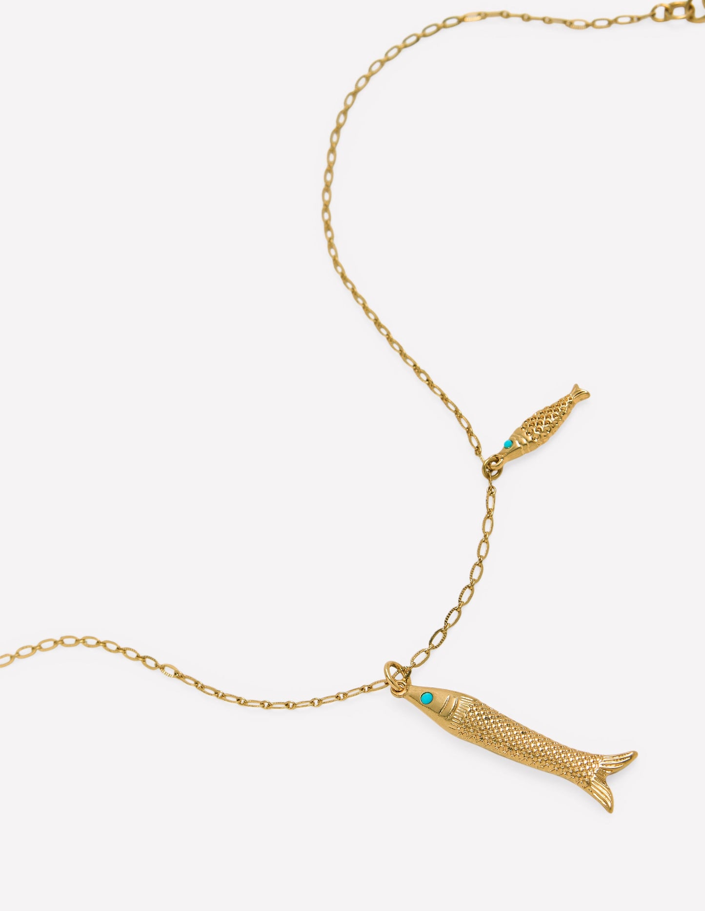 Lange Halskette mit Anhänger-Dunkelblau, Fisch