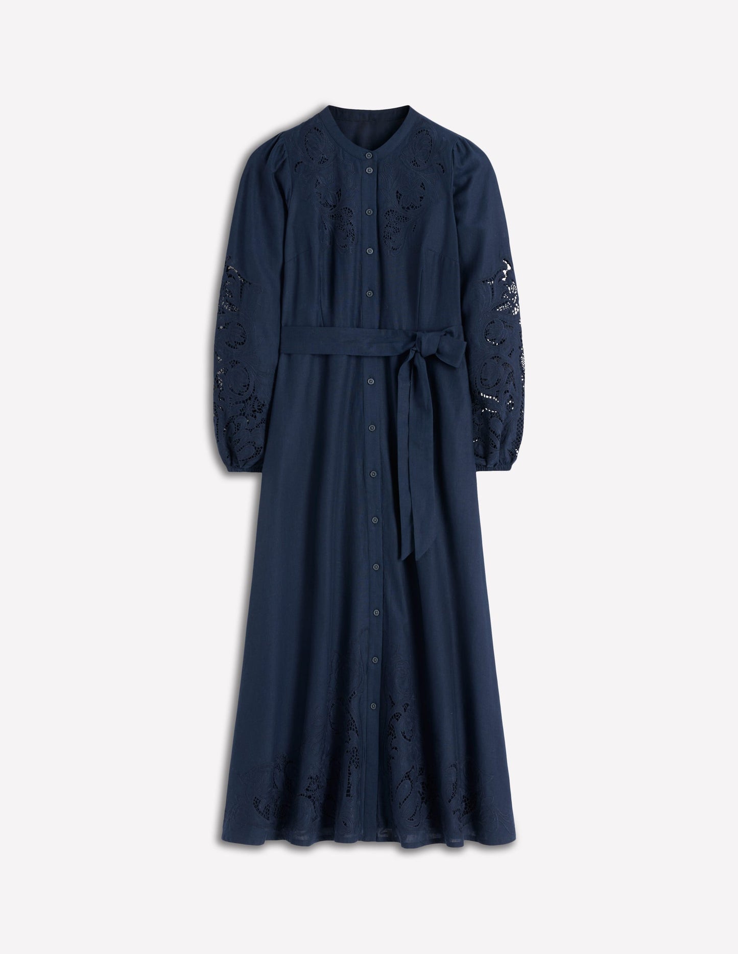 Robe-chemise Mae en lin mélangé-Bleu marine