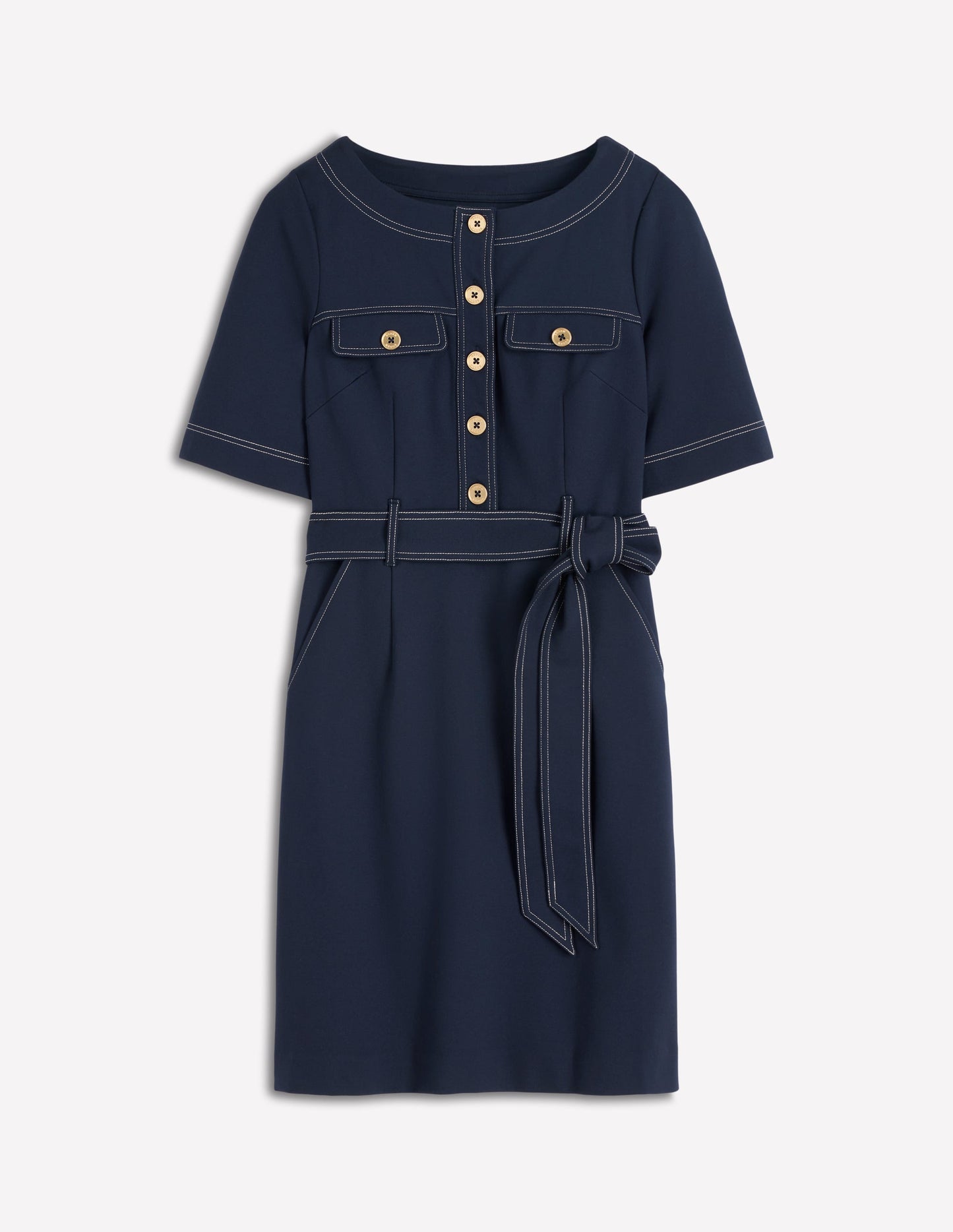 Robe droite Bria en point de Rome-Bleu marine