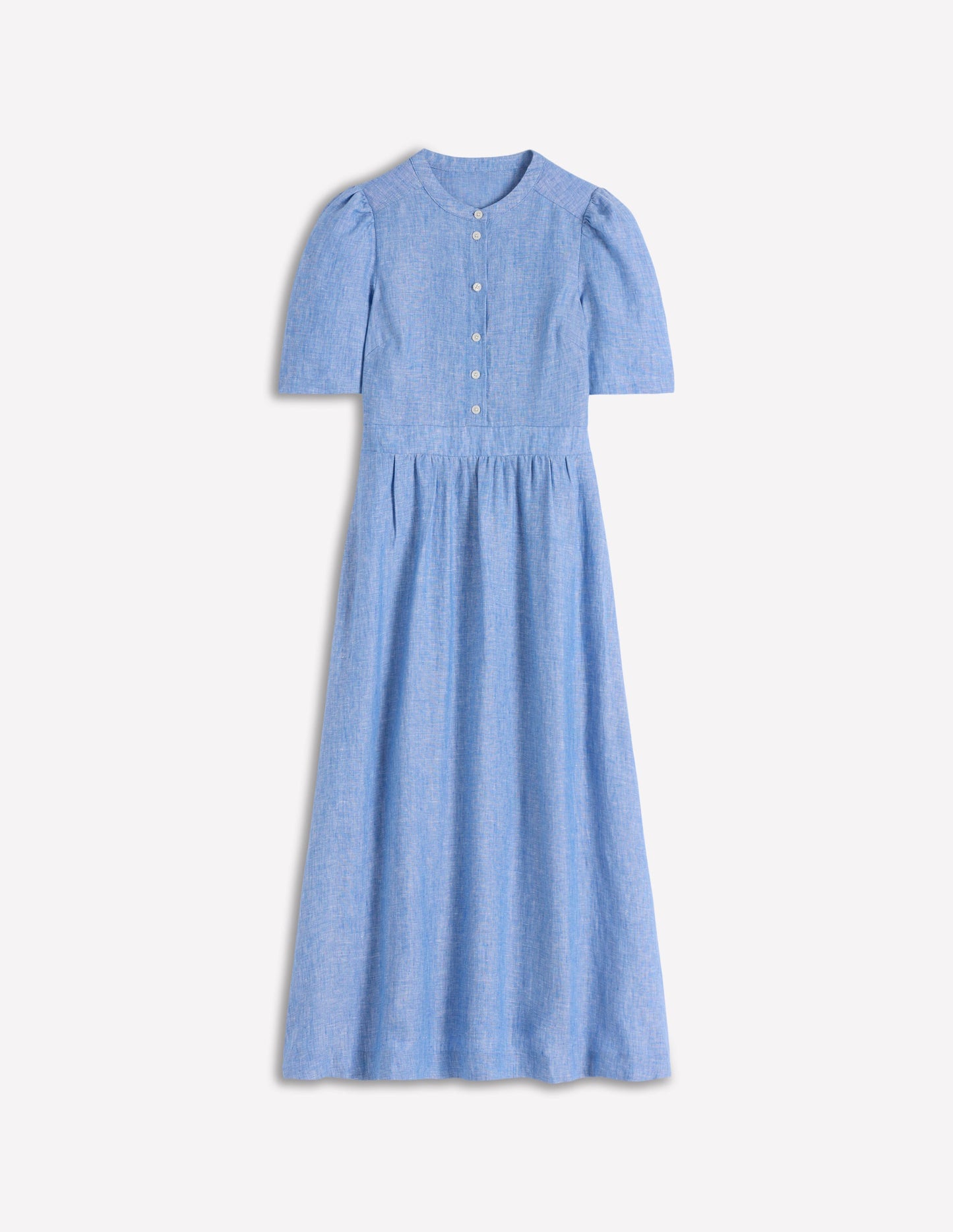 Ivy Midikleid aus Leinen-Sommerblau Chambray