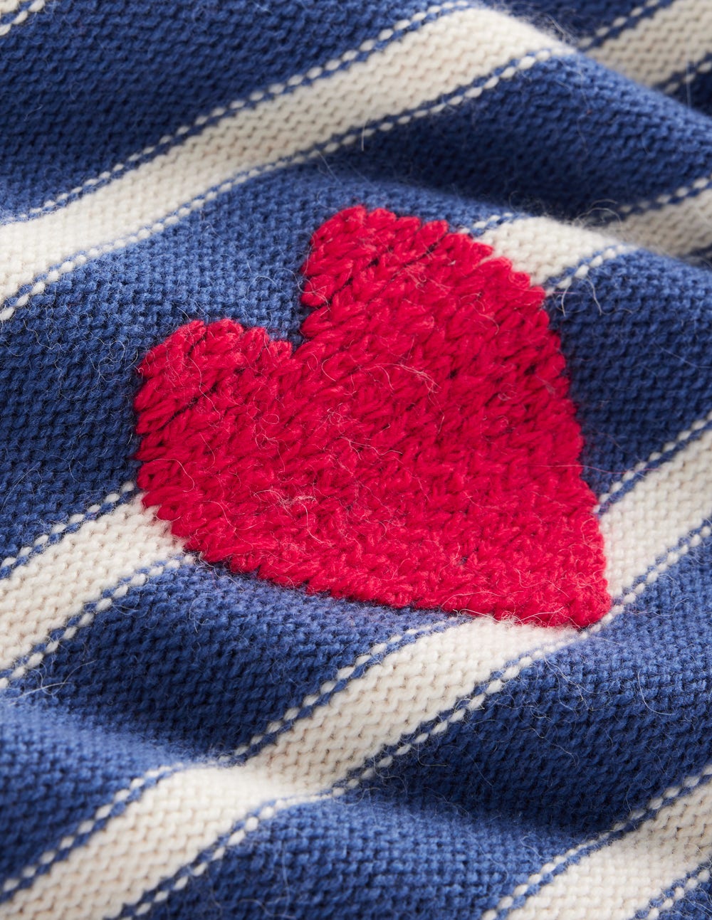 Isa Bestickter Pullover-Delftblau Herzen