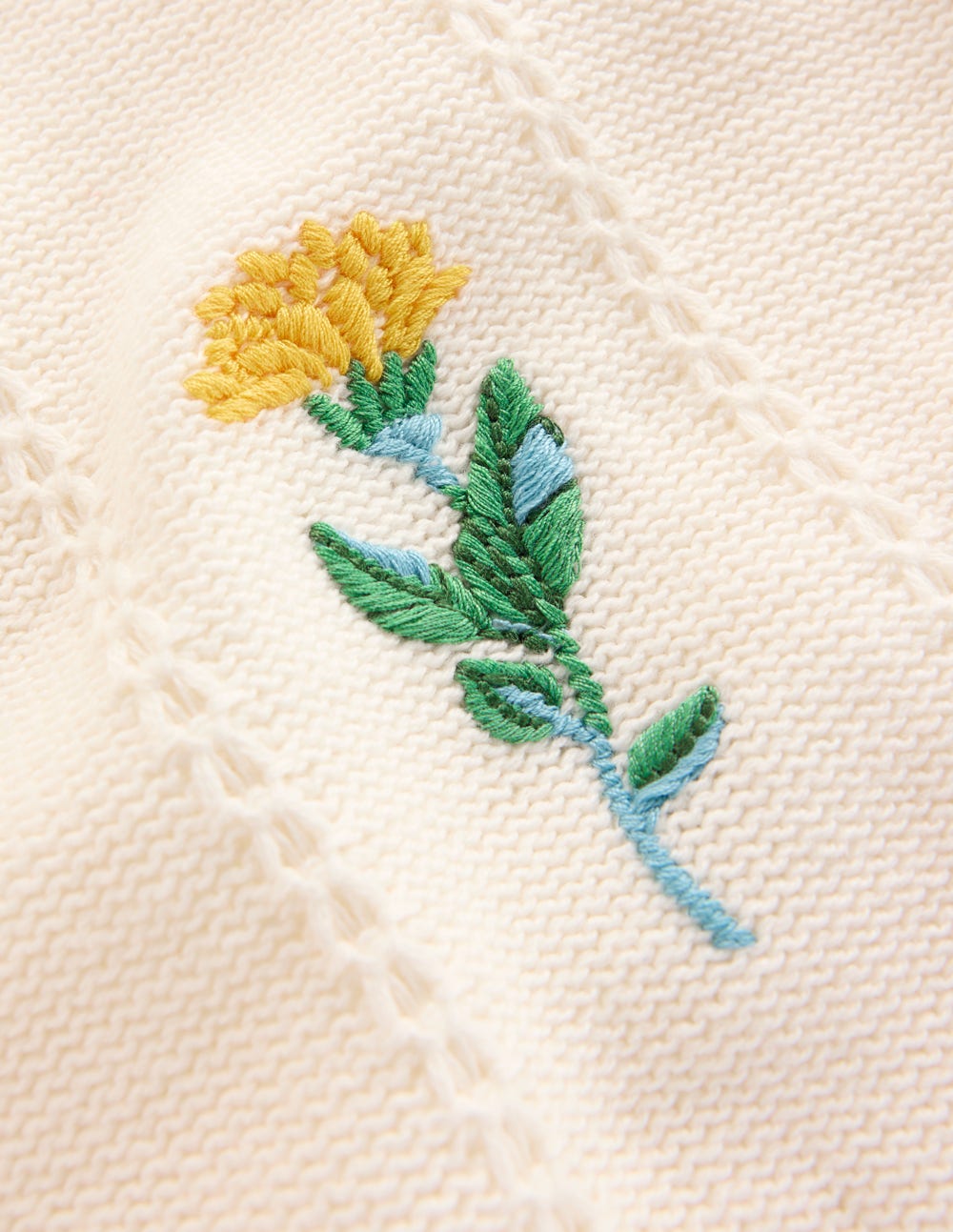 Valeria Pullover mit Häkelbesatz-Warmes Naturweiß, Stickerei