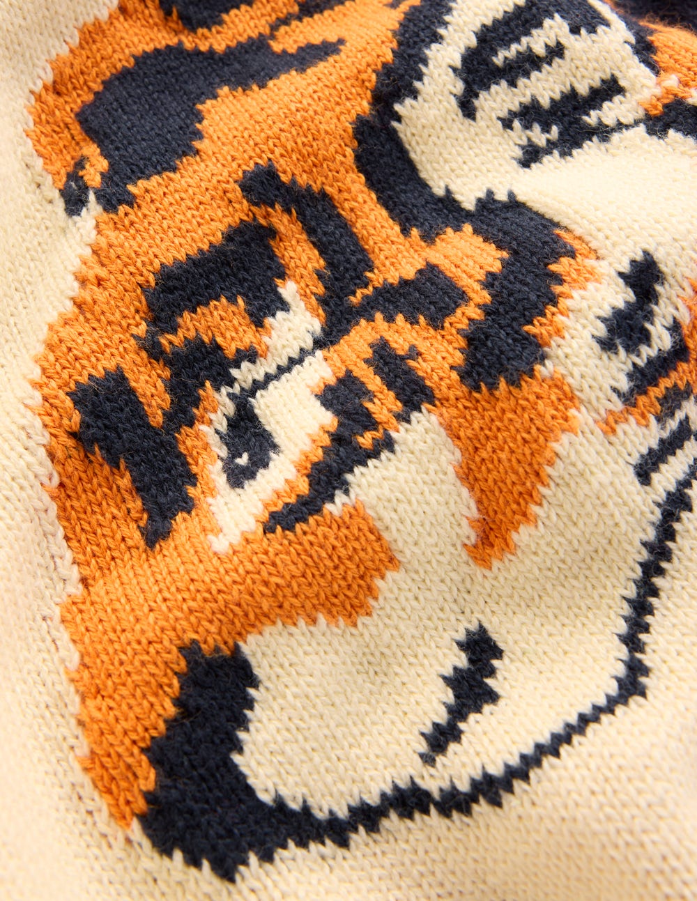 Jacquard-Pullover-Warmes Naturweiß und rosa Tiger