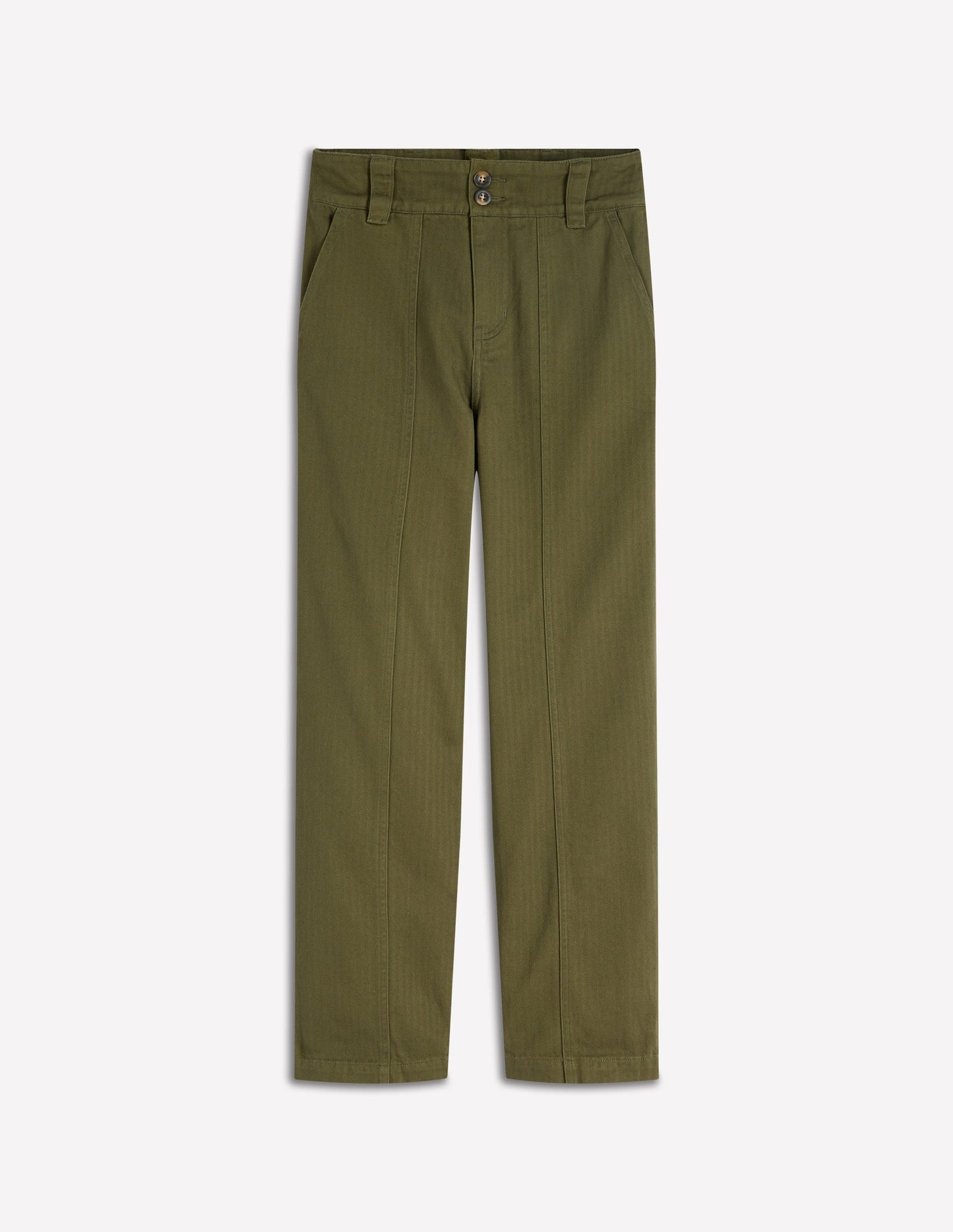 Pantalon chino droit-Chevrons vert des bois