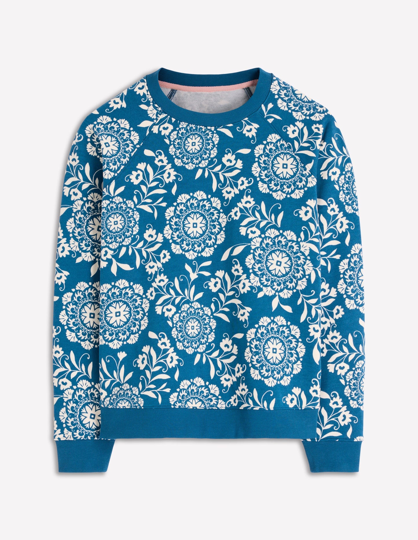 Rosa Bedrucktes Sweatshirt-Dunkelblau, Dekorative Blüten