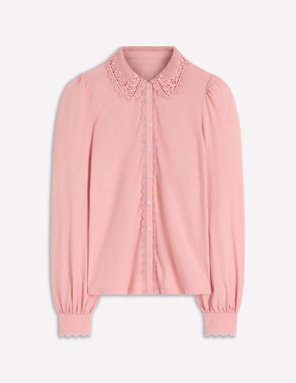 Bluse mit Spitzenkragen-ROSA