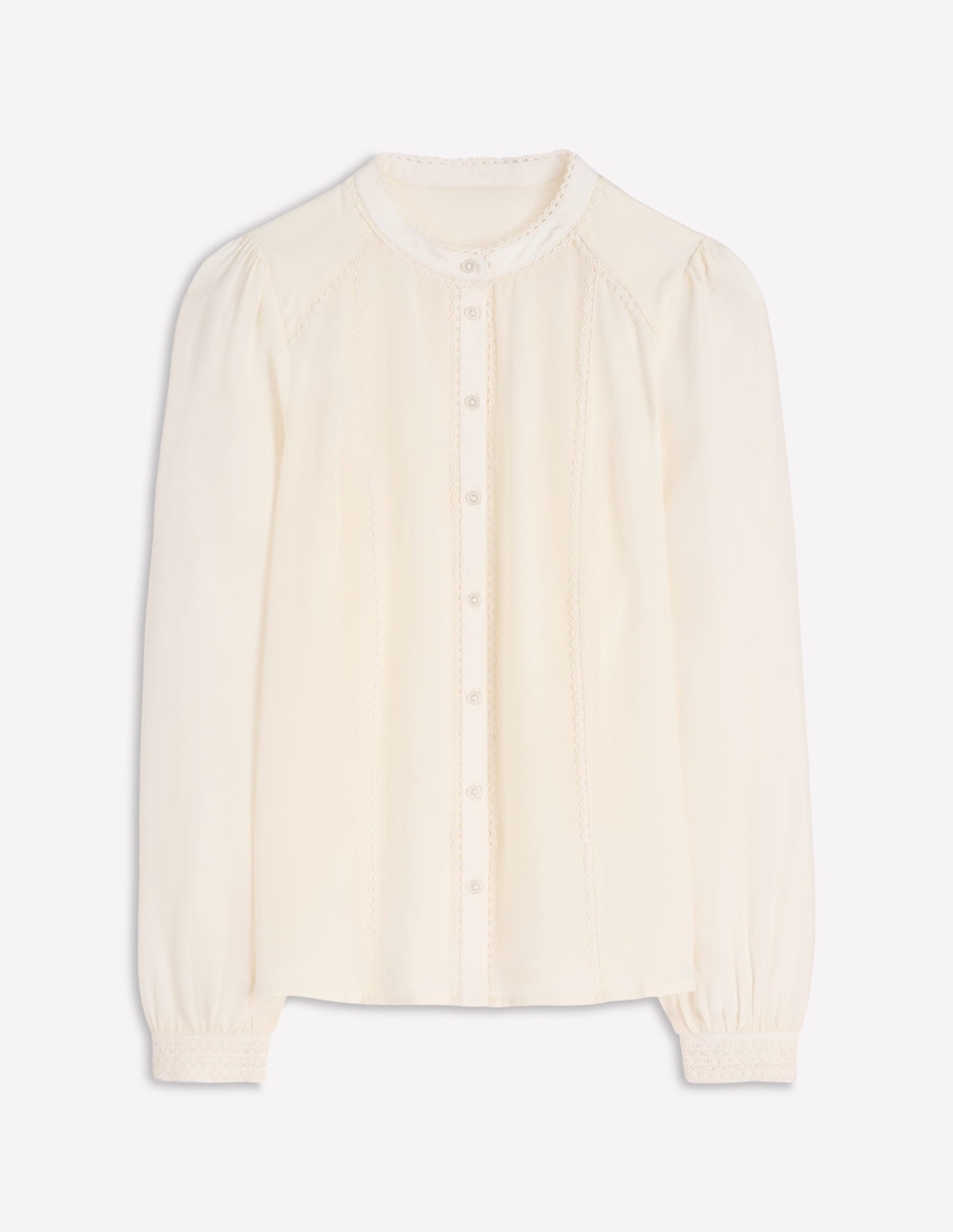 Rhea Trim Detail Silk Top-Ivory