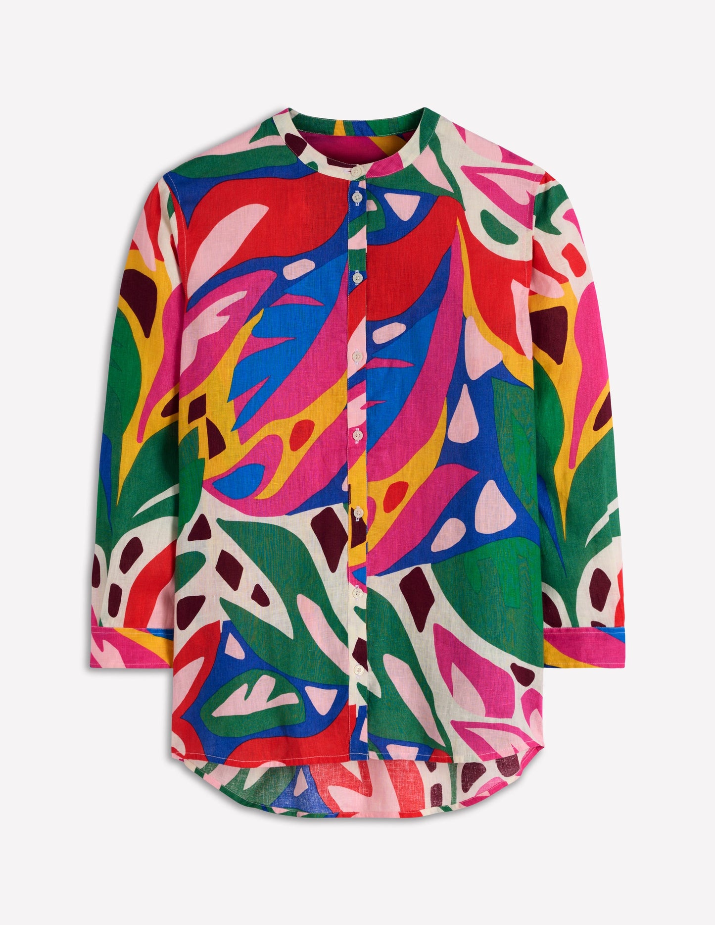 Langes Leinenhemd-Bunt, Blattkaskade