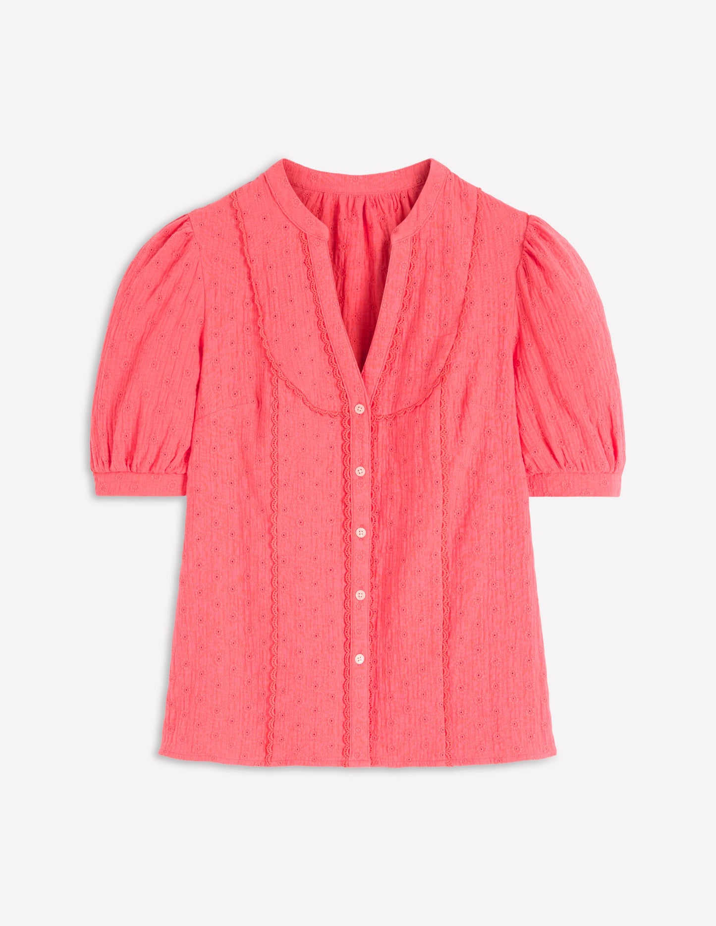 Trim Insert Double Cloth Top-Porcelain rose